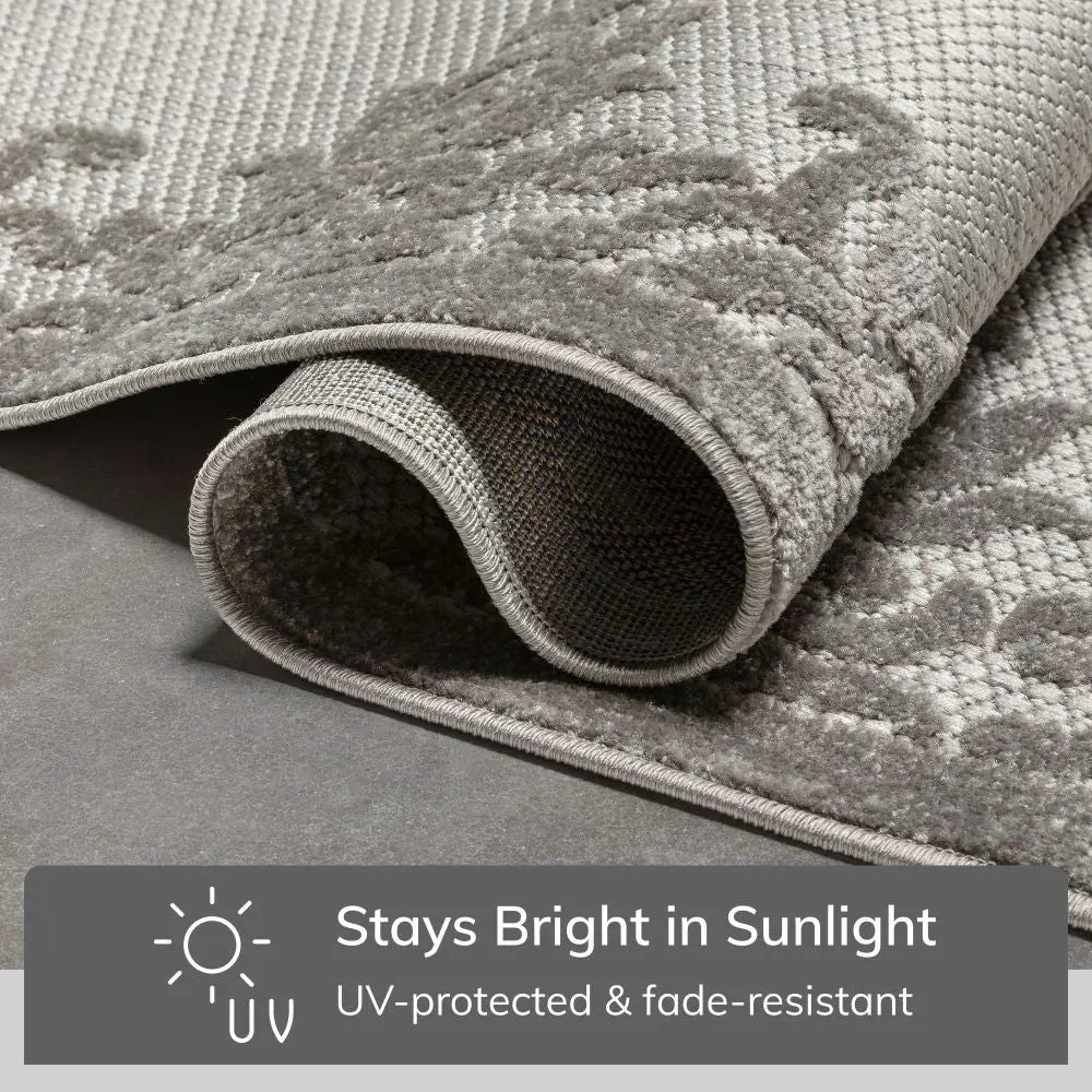 Arid Modern Medallion Persian Indoor/Outdoor Grey High-Low Rug、mySite、gigharbornorthrealestate