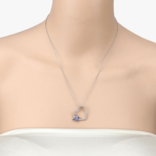 Butterfly on a Heart Necklace Genuine Gemstones 925 Sterling Silver、mySite、g9winljtr