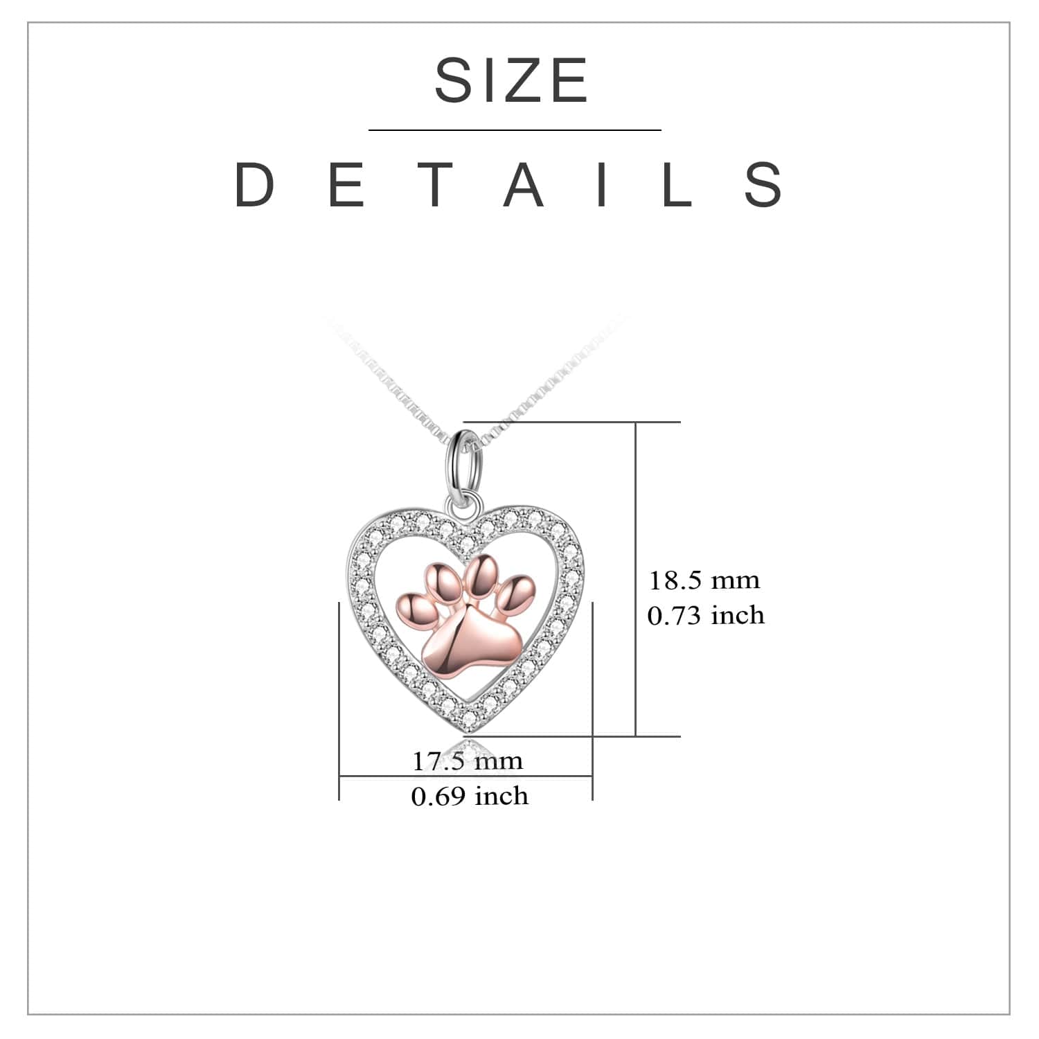 Sterling Silver Animal Paw on Heart Necklace Gold Plated Pet Paw CZ、mySite、g9winljtr