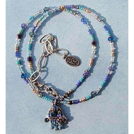 Michal Golan Hamsa Necklace - Abalone & Crystal、mySite、topwebapps