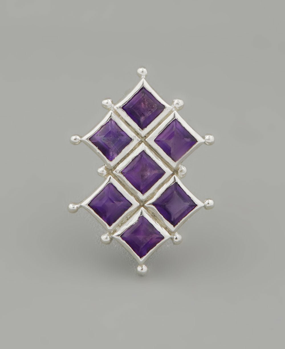 Sterling Silver Tranquility Grid Amethyst Pendant、mySite、topwebapps