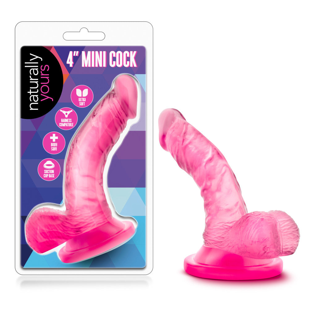 Naturally Yours By Blush® | Realistic Curved G-Spot Pink 4.75-Inch Long Dildo With Balls & Suction Cup Base、mySite、bottomscart