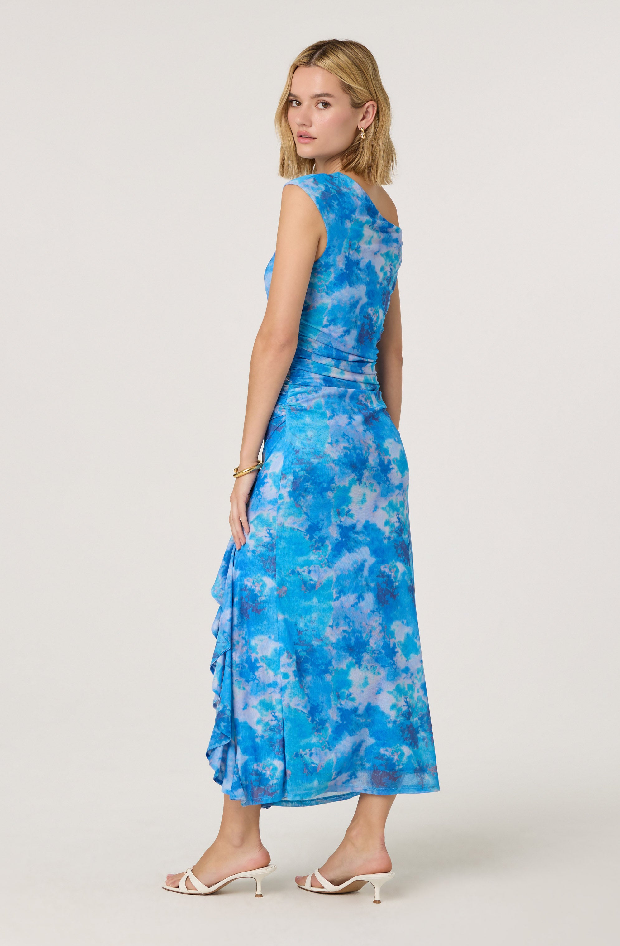 Off Shoulder Ruffle Midi Dress、mySite、solidvoid