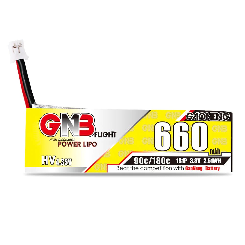  Gaoneng GNB 3.8V 1S 660mAh 90C LiHV Whoop/Micro Battery w/ PH2.0、mySite、merchandisen