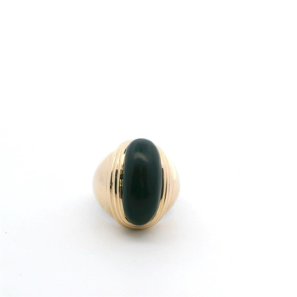 Estate 14K Yellow Gold Oval Black Onyx Solitaire Ring、mySite、botmansion