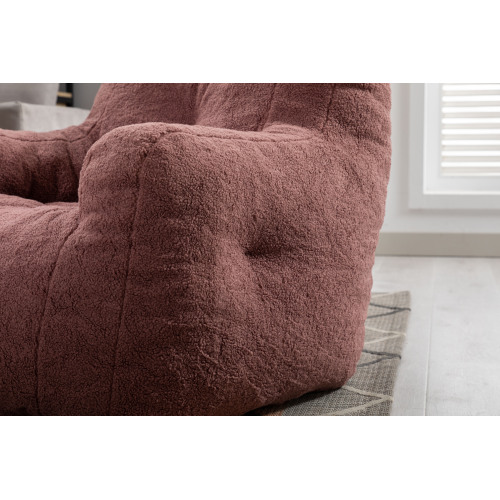 010-Soft Teddy Fabric Tufted Foam Bean Bag Chair With Teddy Fabric Dark Gray、、casual