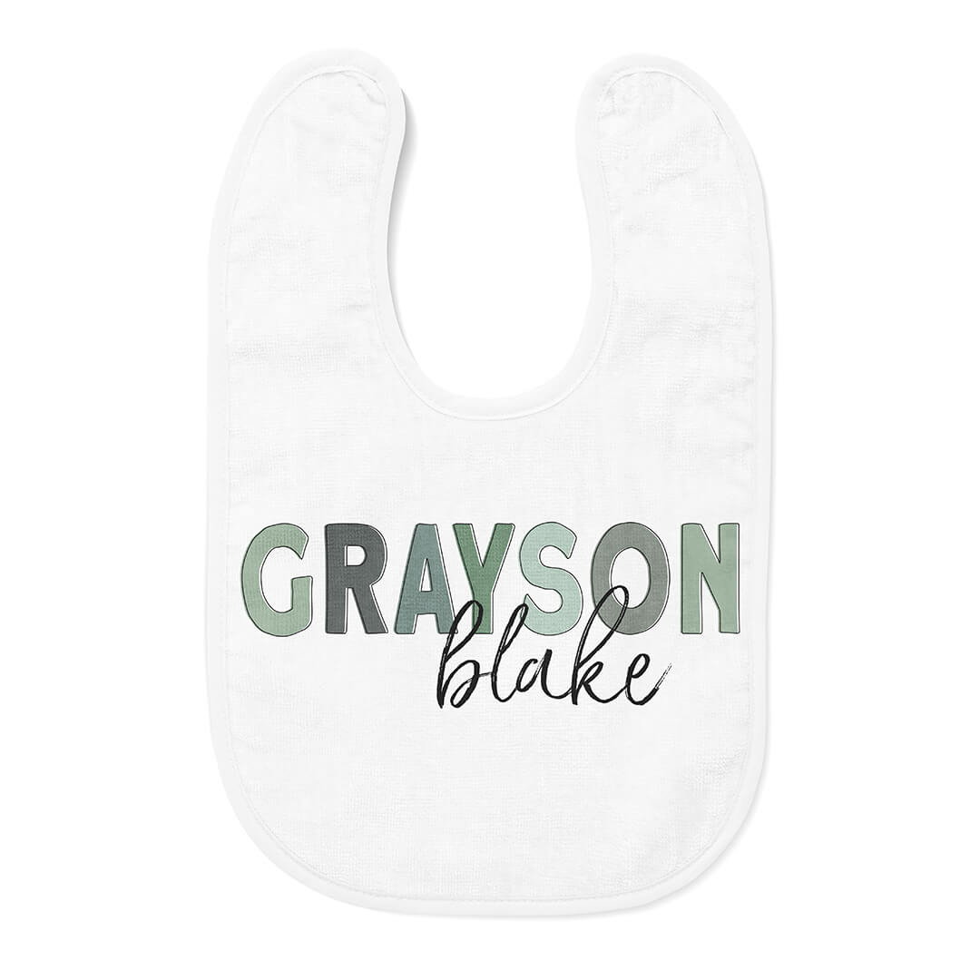  Personalized Color Block Baby Name Bib | Gradient Greens、mySite、layawaytickets