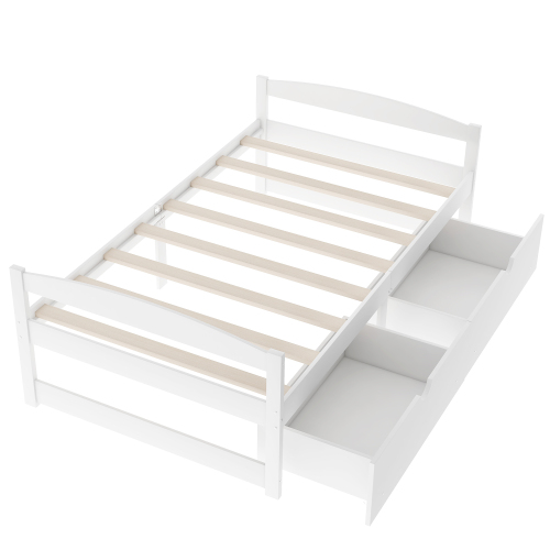 Twin size platform bed, with two drawers, gray、、casual
