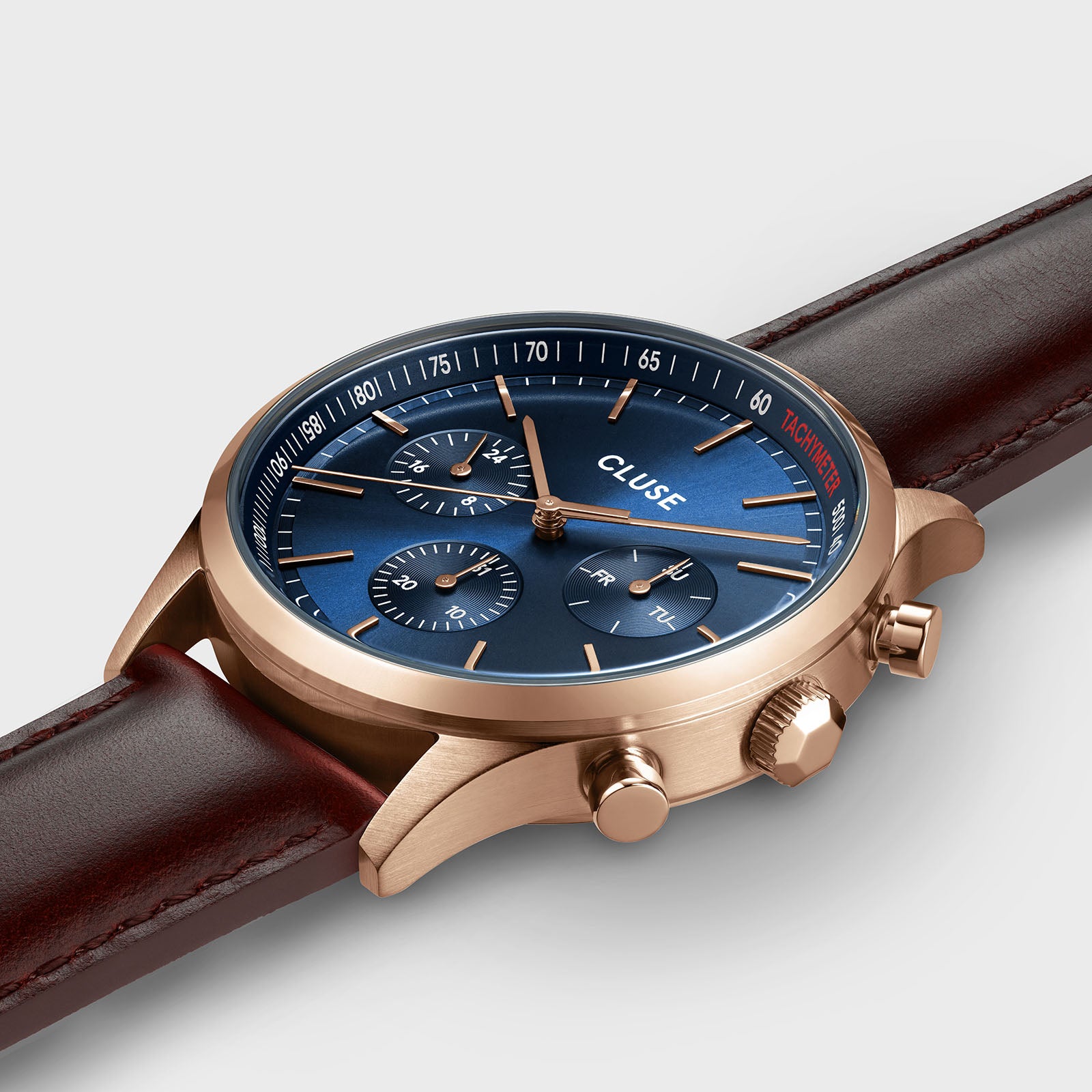 Anthéor Multifunction Watch Leather Blue, Rose Gold Colour、mySite、botmansion