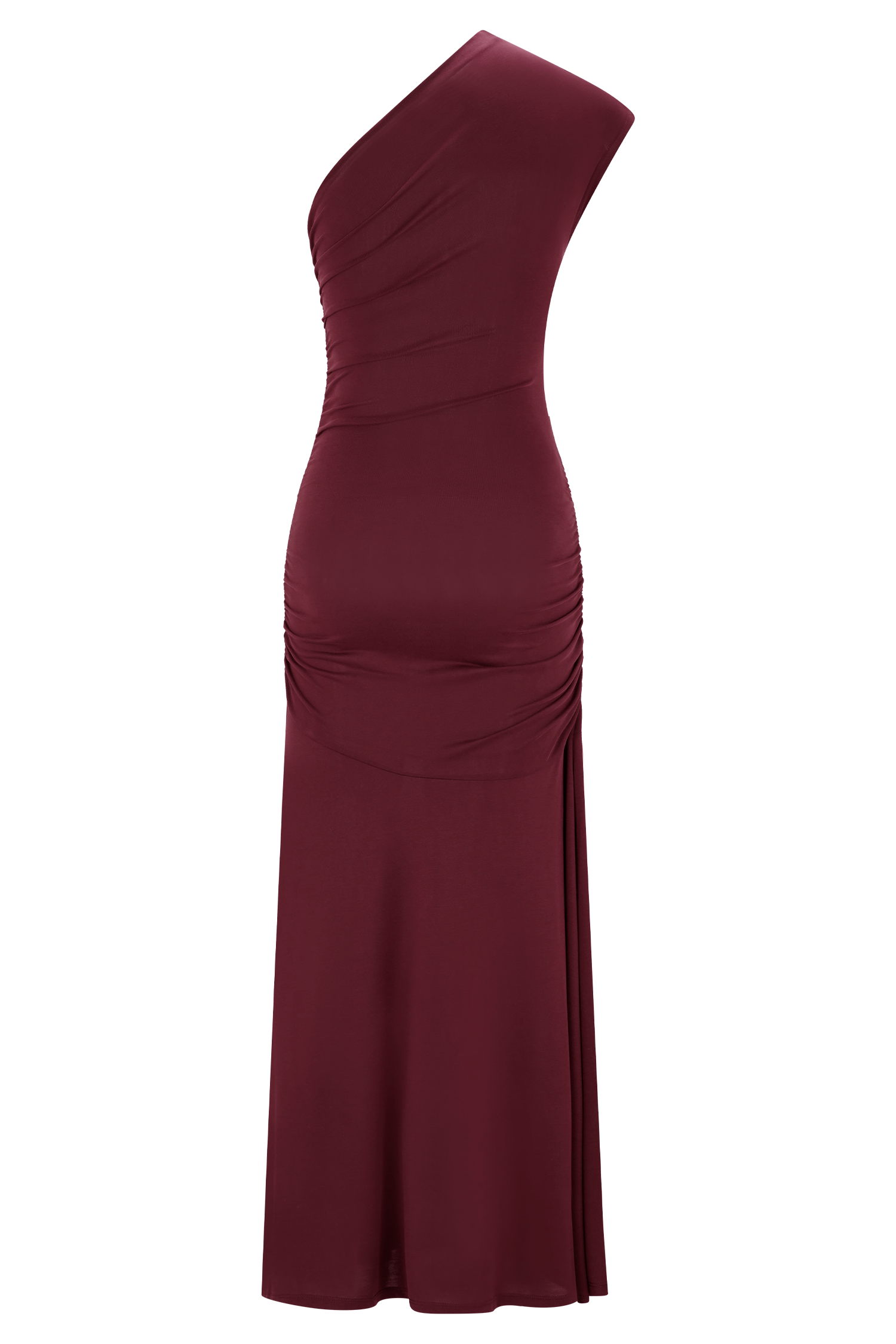 Chloe Peached Jersey One Shoulder Midi Dress - Mahogany、mySite、solidvoid