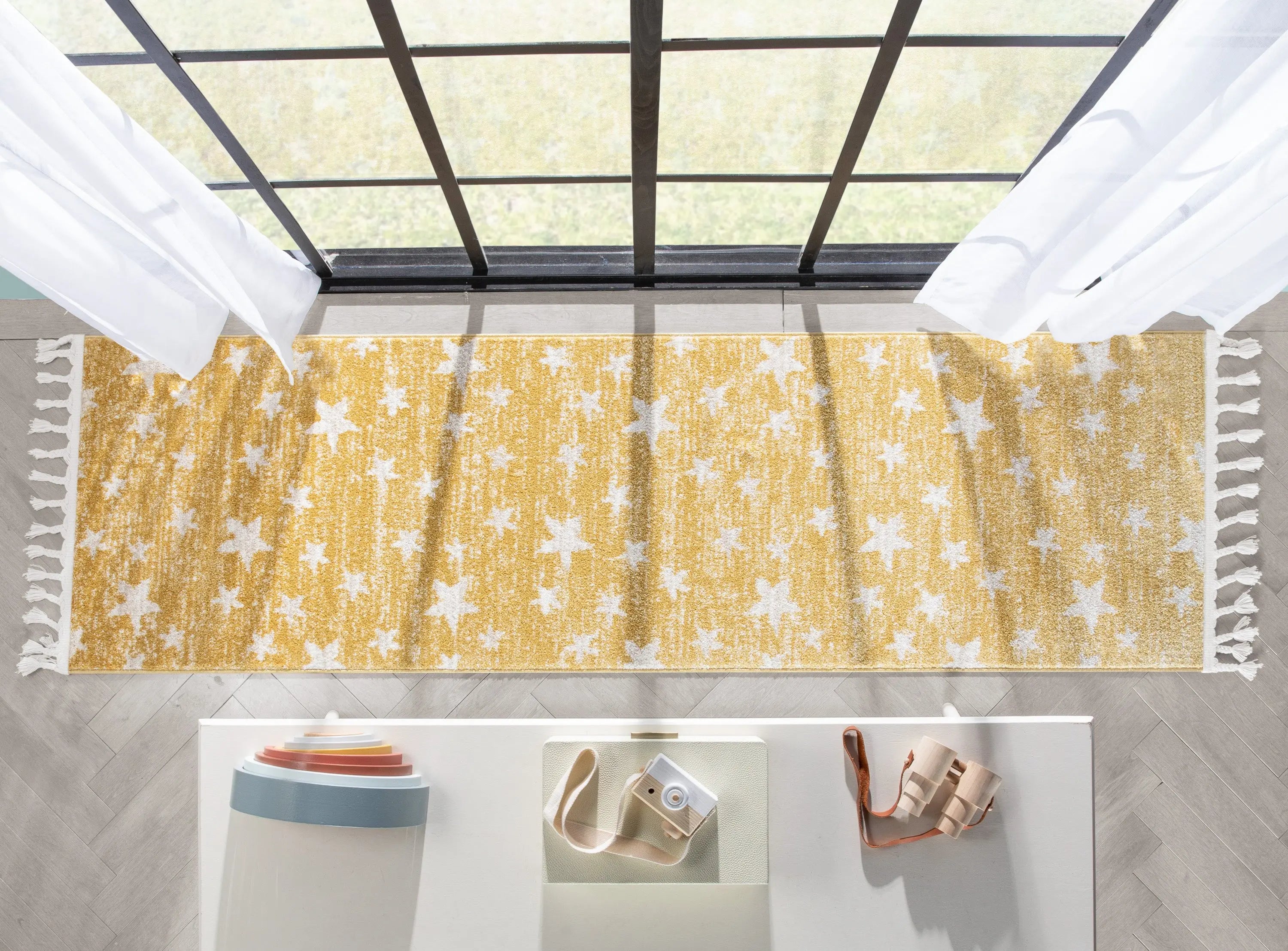 Stars Modern Geometric Yellow Kids Rug、mySite、gigharbornorthrealestate