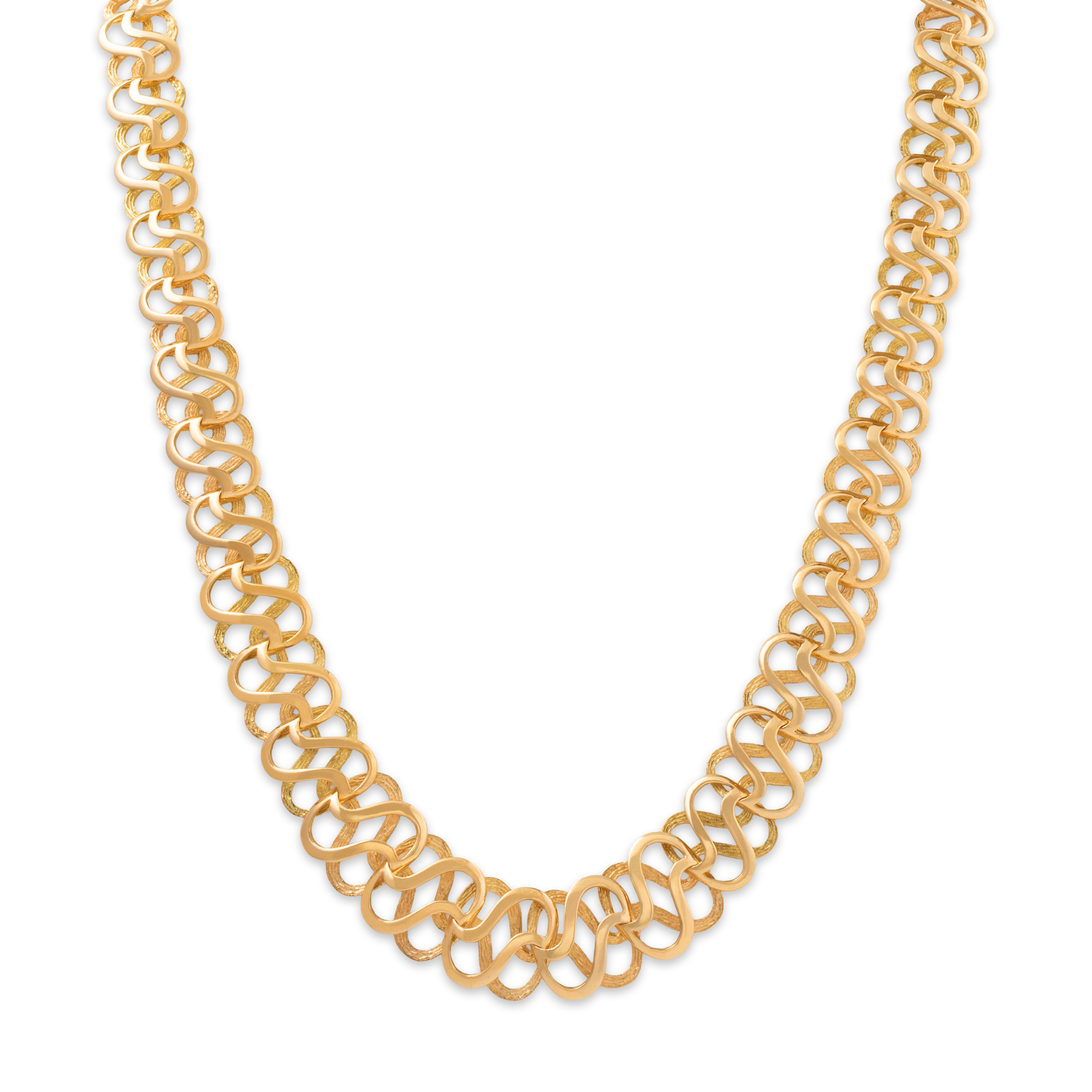 Vintage Heavy Italian 18k Yellow Gold Incredible Interlocking Links Necklace 16.75、mySite、hinf8tx79