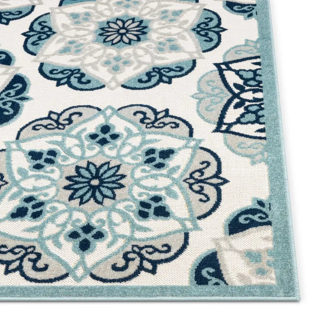 Cabo Bold Floral Blue Indoor/Outdoor High-Low Rug、mySite、gigharbornorthrealestate