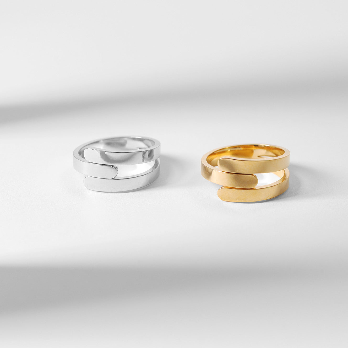 18K Gold PVD Stainless Steel Blank 3 Name Wrap Ring / ZRJ9018、mySite、dreamappss