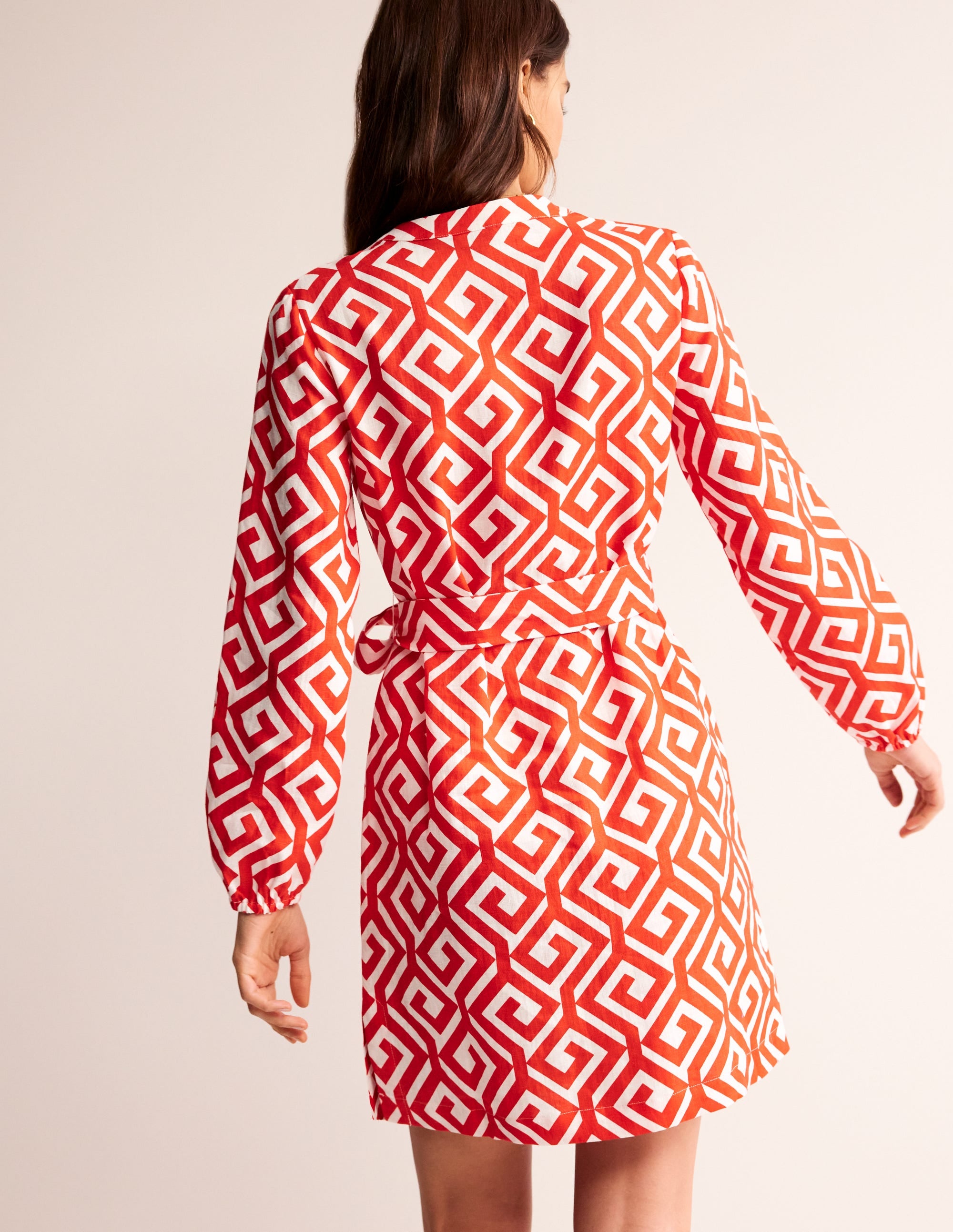  Cleo Tie Waist Linen Dress-Flame Scarlet, Maze、mySite、ashleygrahame