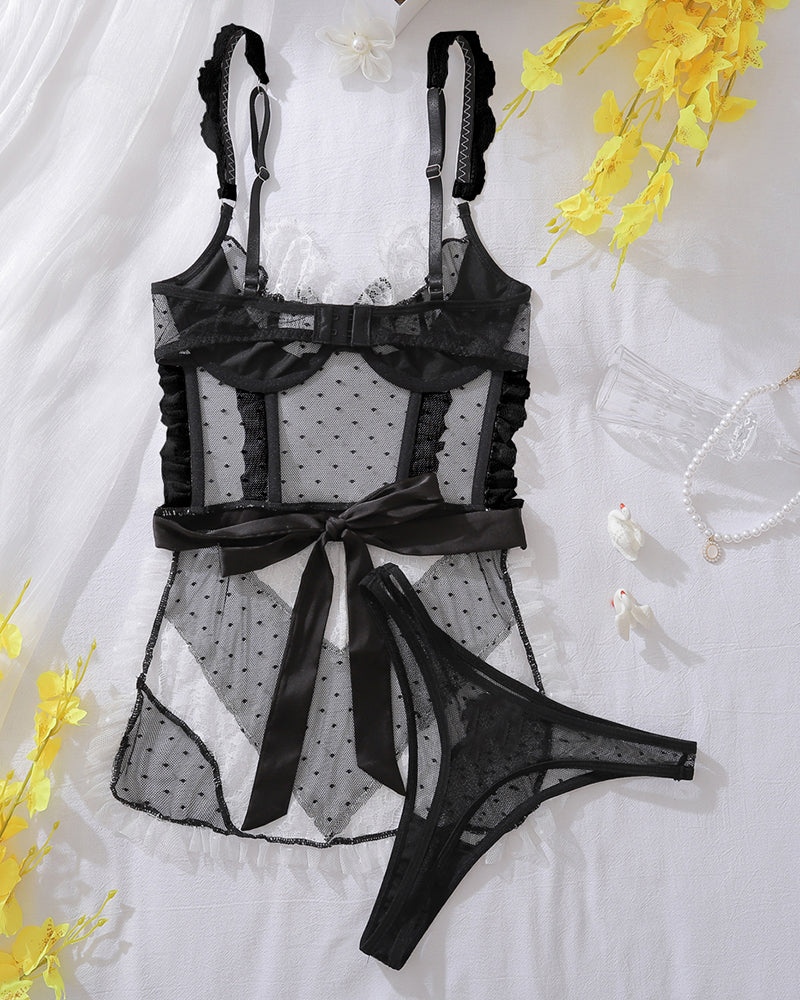 Mesh See-Through Hollow Backless Bra Set、mySite、bengalsvssteelers