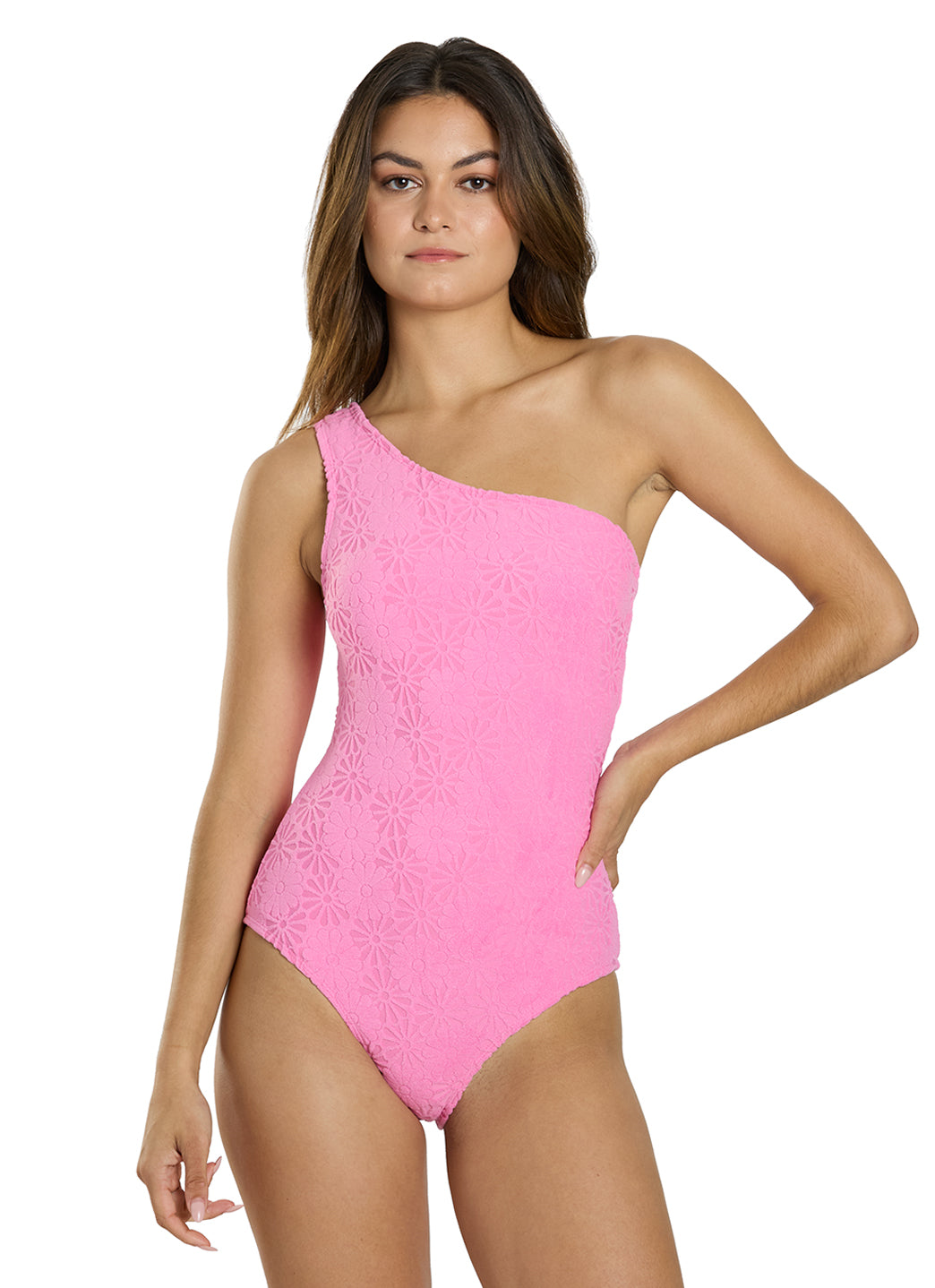 Snapper Rock Women's Bubblegum Bloom One Shoulder One Piece Swimsuit、mySite、noshort