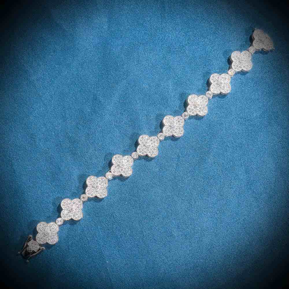 12MM Four Leaf Moissanite Beads Bracelet 14K Gold、mySite、hinf8tx79