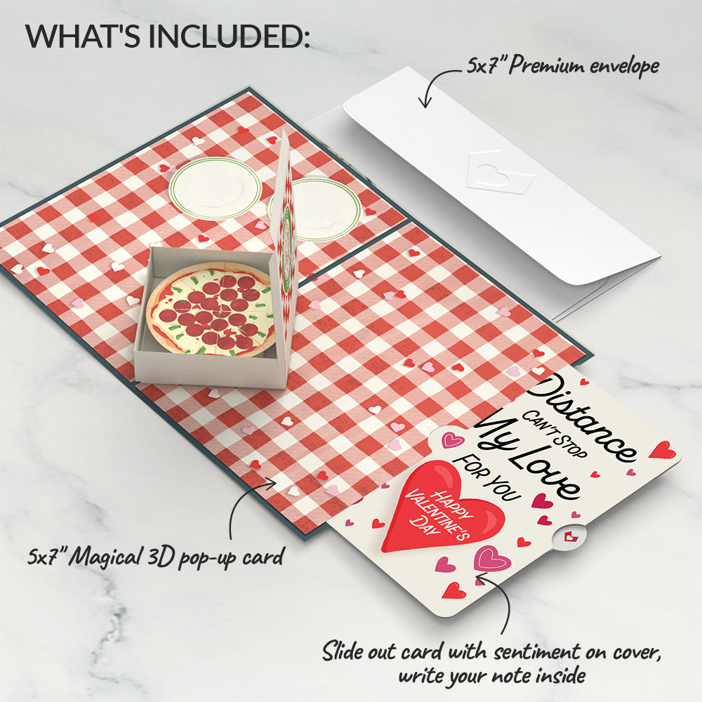 Pizza Love Distance Can't Stop My Love Valentine Pop-Up Card and Sentiment Set、mySite、solidvoid