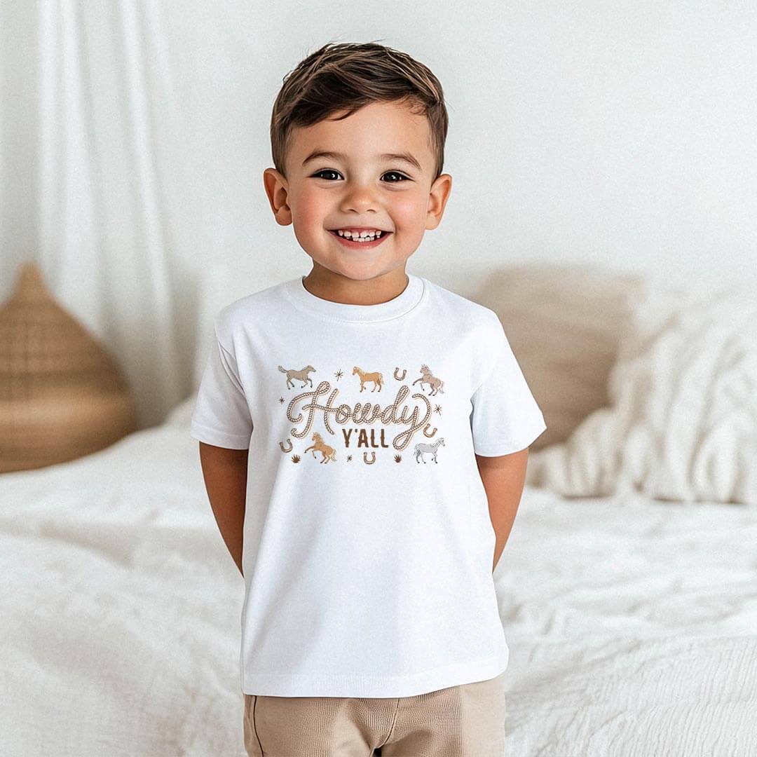  P's Ponies Howdy Y'all Kids Graphic Tee | White、mySite、layawaytickets