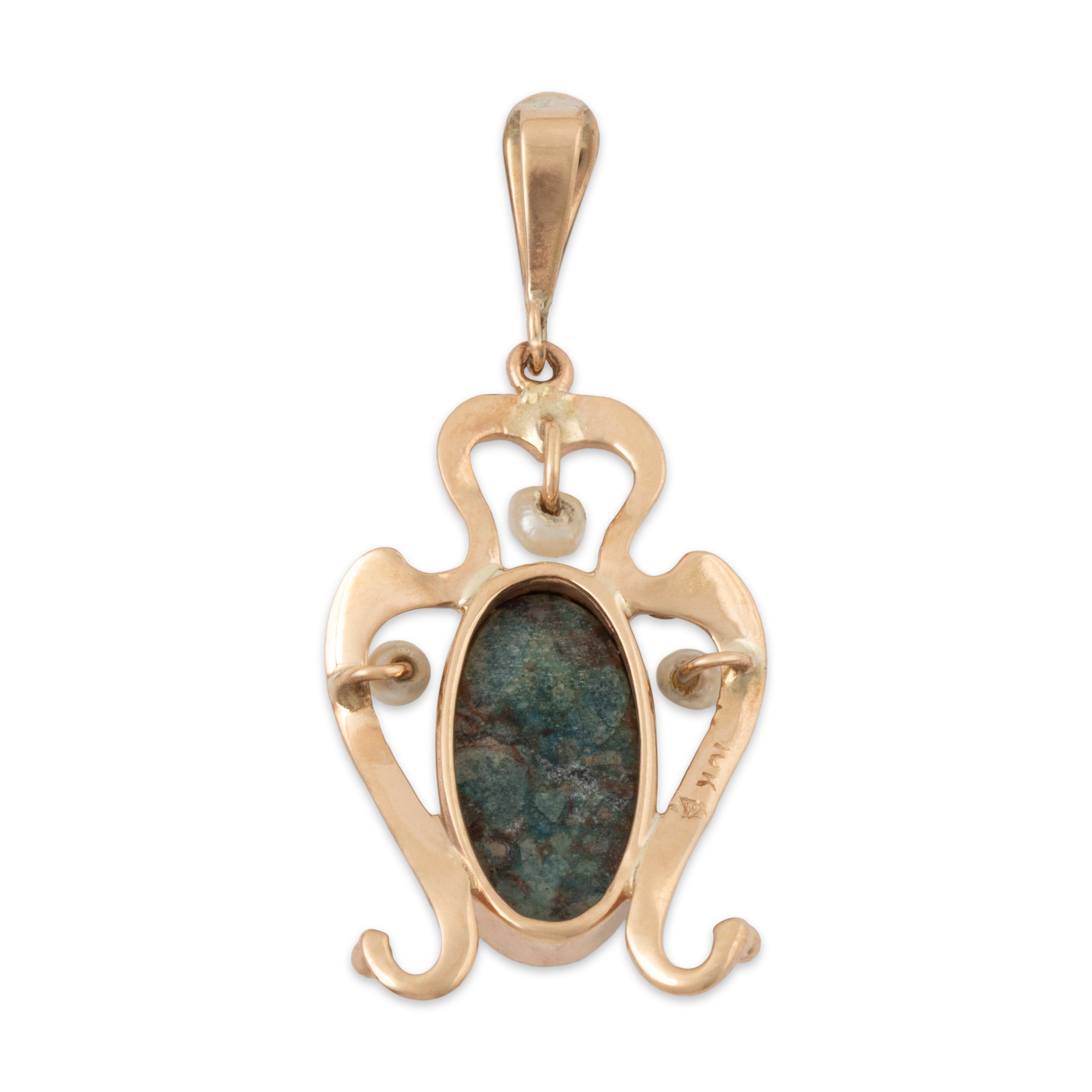 Antique Art Nouveau 10k Yellow Gold Agate Flourish Pendant、mySite、hinf8tx79