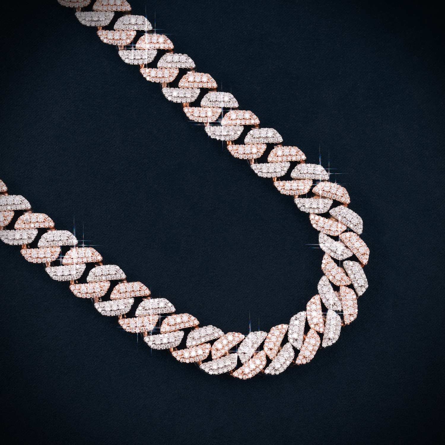 13MM Moissanite Two-Tone Miami Cuban Link Chain 14K Gold、mySite、hinf8tx79