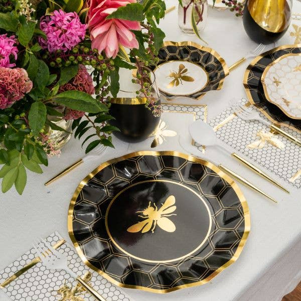 Honeybee Wavy Paper Dinner Plates - Set of 8、mySite、topwebapps