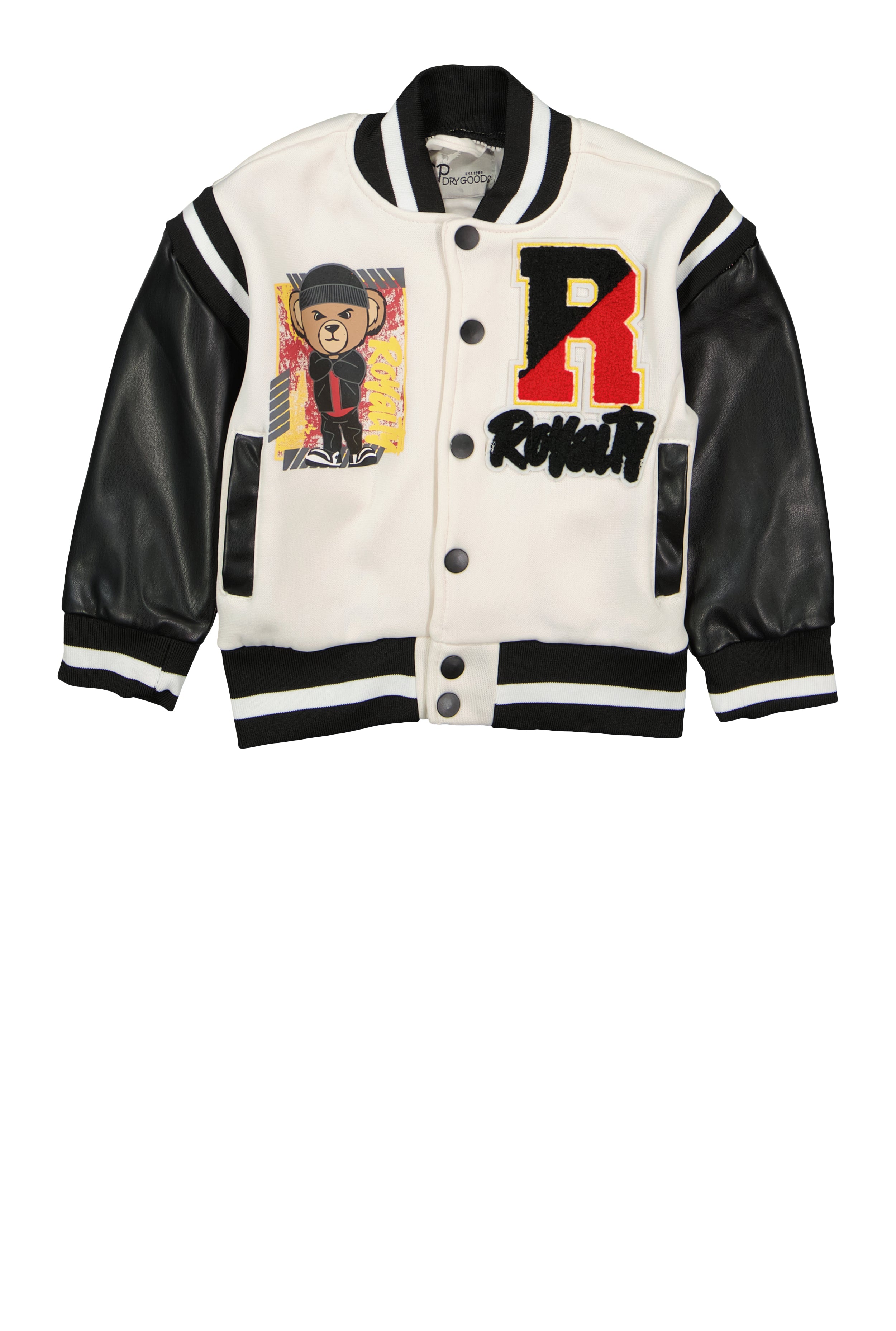 Toddler Boys Royalty Chenille Patch Graphic Varsity Jacket、mySite、camillekostekn