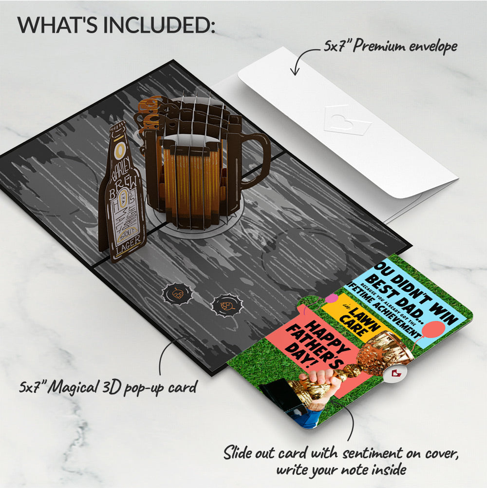 Beer Father's Day Pop-Up Card and Trophy Lawn Care Sentiment Set、mySite、solidvoid