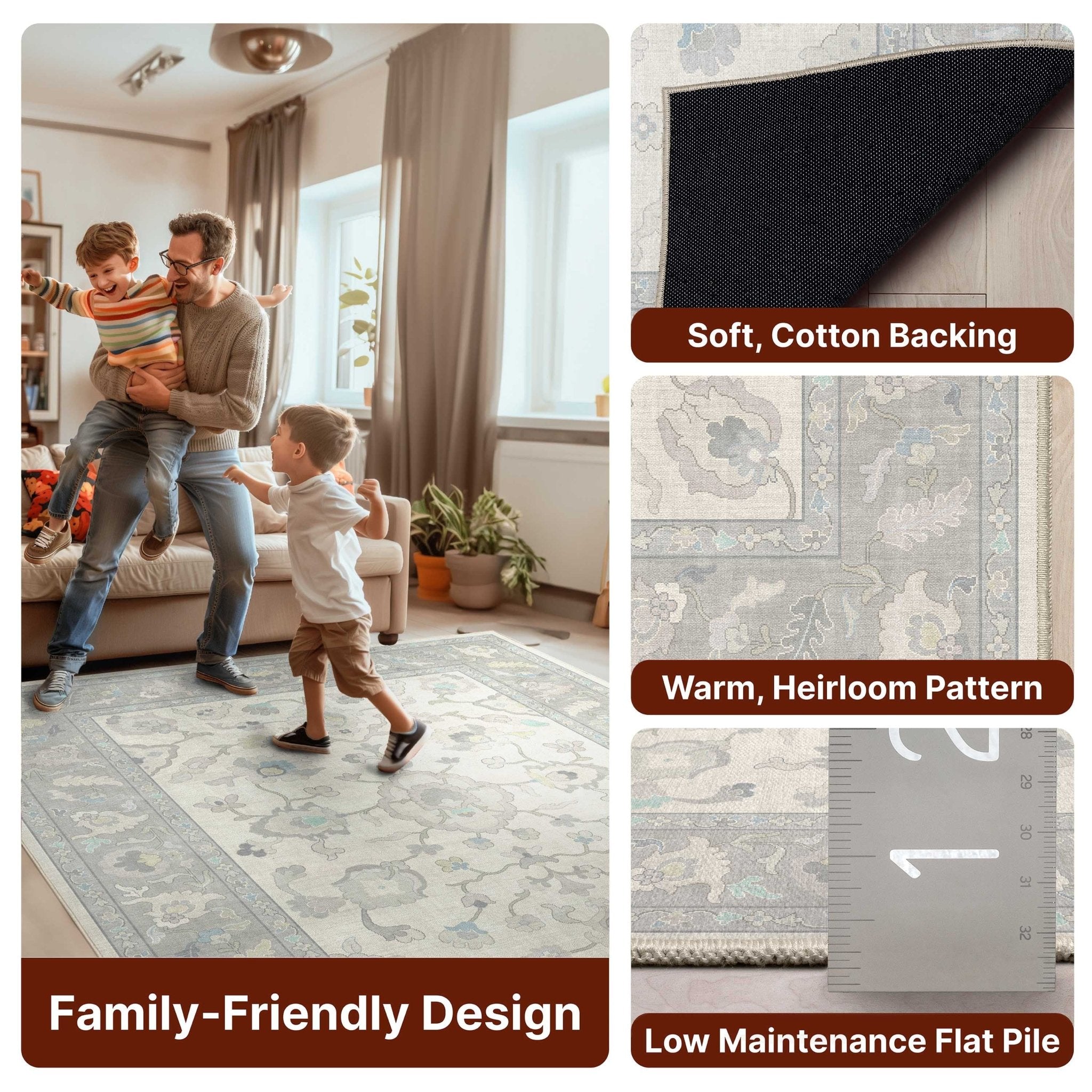 Konya Updated Traditional Oriental Pastel Rug for Living Room Bedroom Dining Room ,Easy Clean、mySite、gigharbornorthrealestate