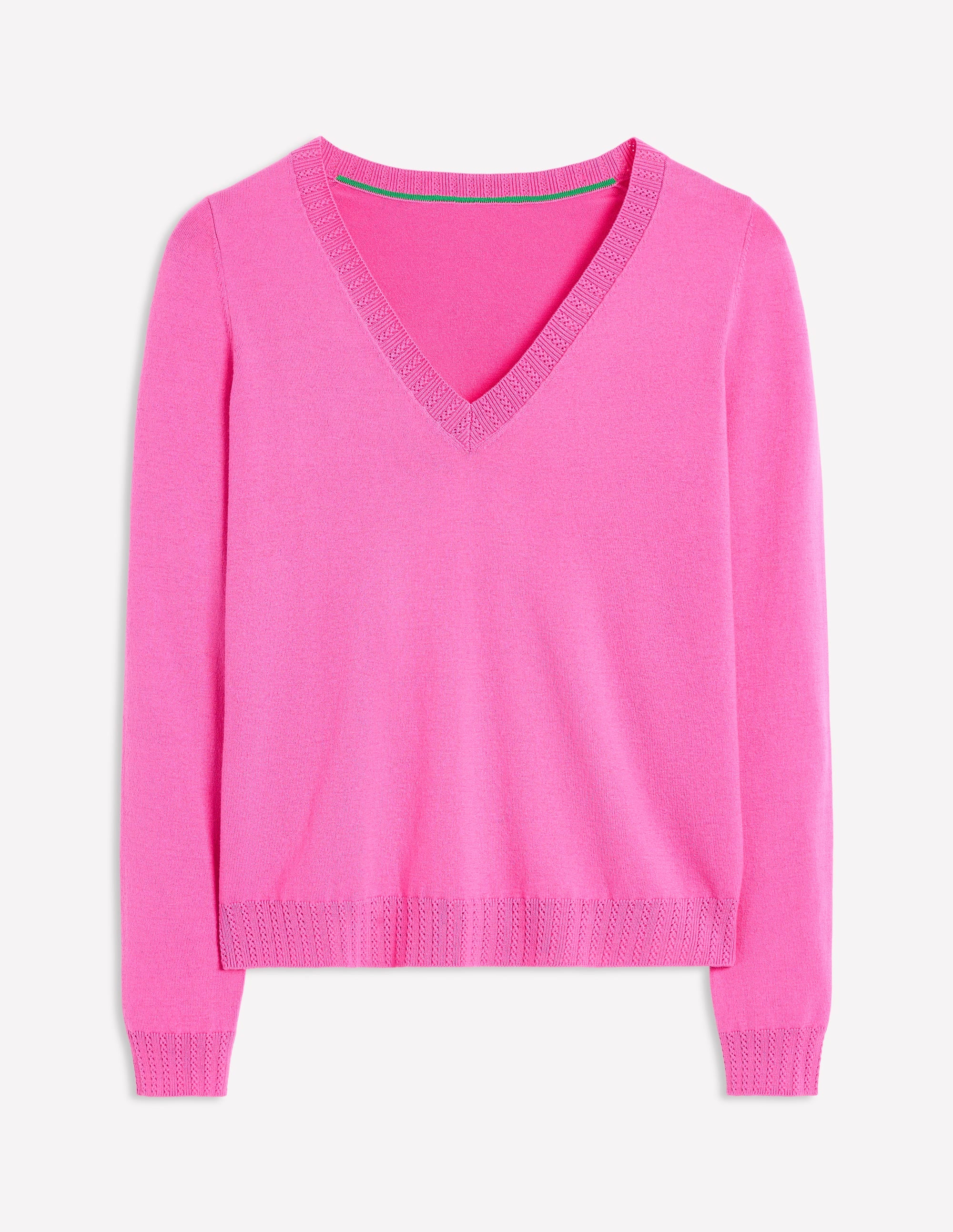  Emilia Cotton V Neck Jumper-Tickled Pink、mySite、ashleygrahame