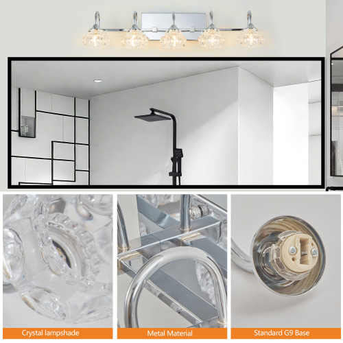 17" Nickel Finish Vintage Crystal Vanity Light - Elegant 3-Light Bathroom Mirror Fixture with Clear Glass Shades (No Bulbs)、、eastwooduniform