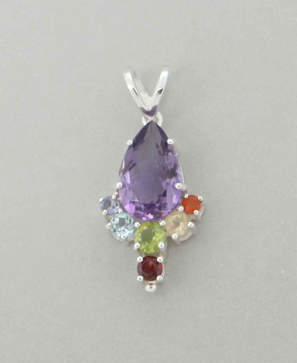 Sterling Silver Gemstone Chakra Prong Pendant、mySite、topwebapps