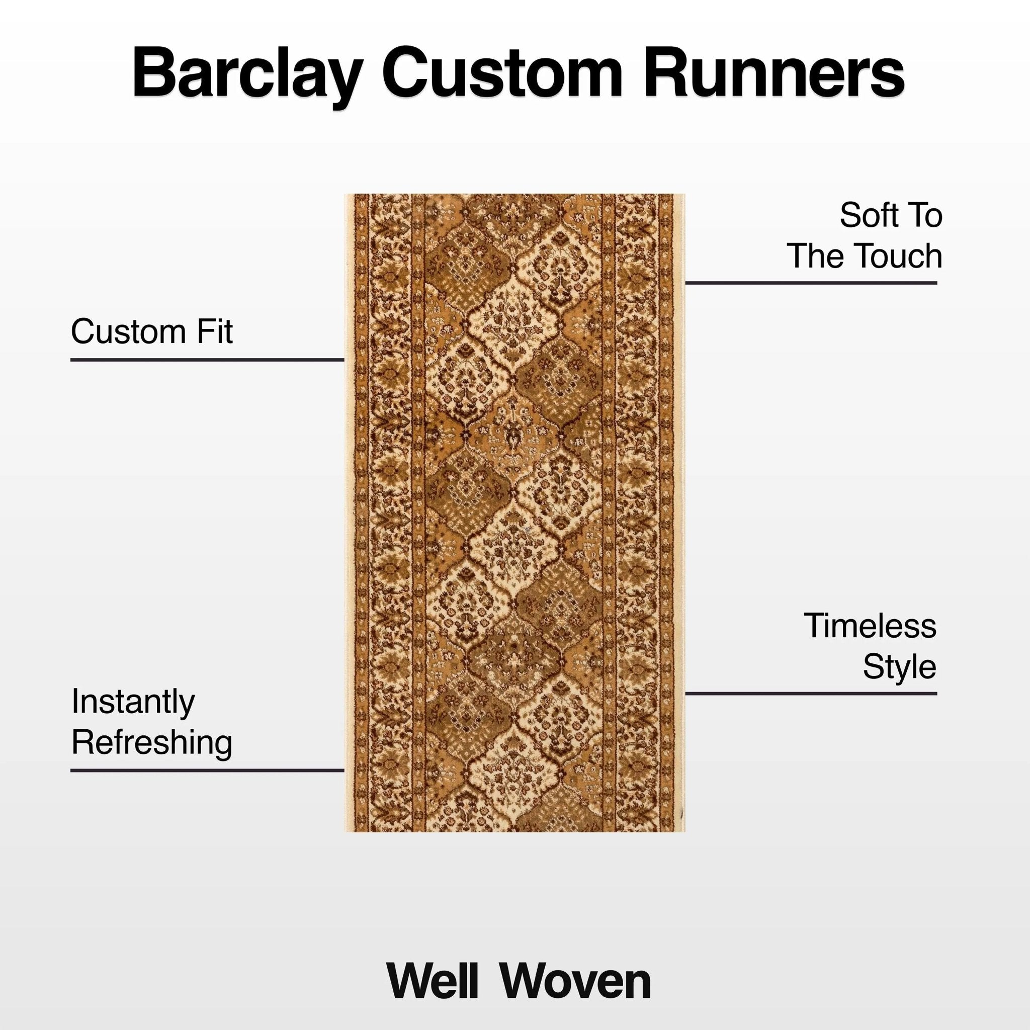 Custom Size Runner Emine Persian Trellis Transitional Ivory 27 Inch Wide x Choose Your Length Hallway Runner Rug、mySite、gigharbornorthrealestate