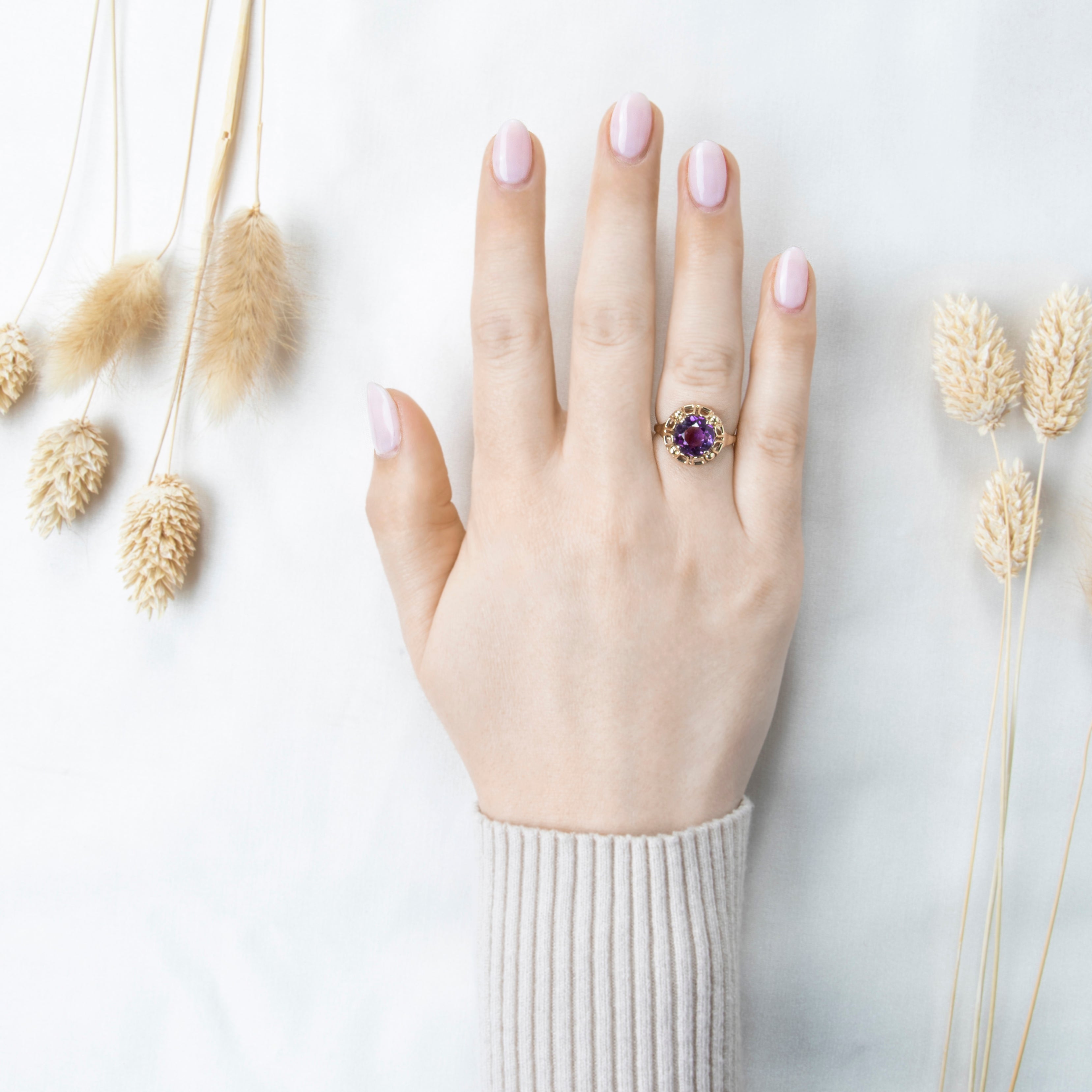 Vintage 8k Yellow Gold 2.2ct Amethyst Dome Ring 7.00、mySite、hinf8tx79