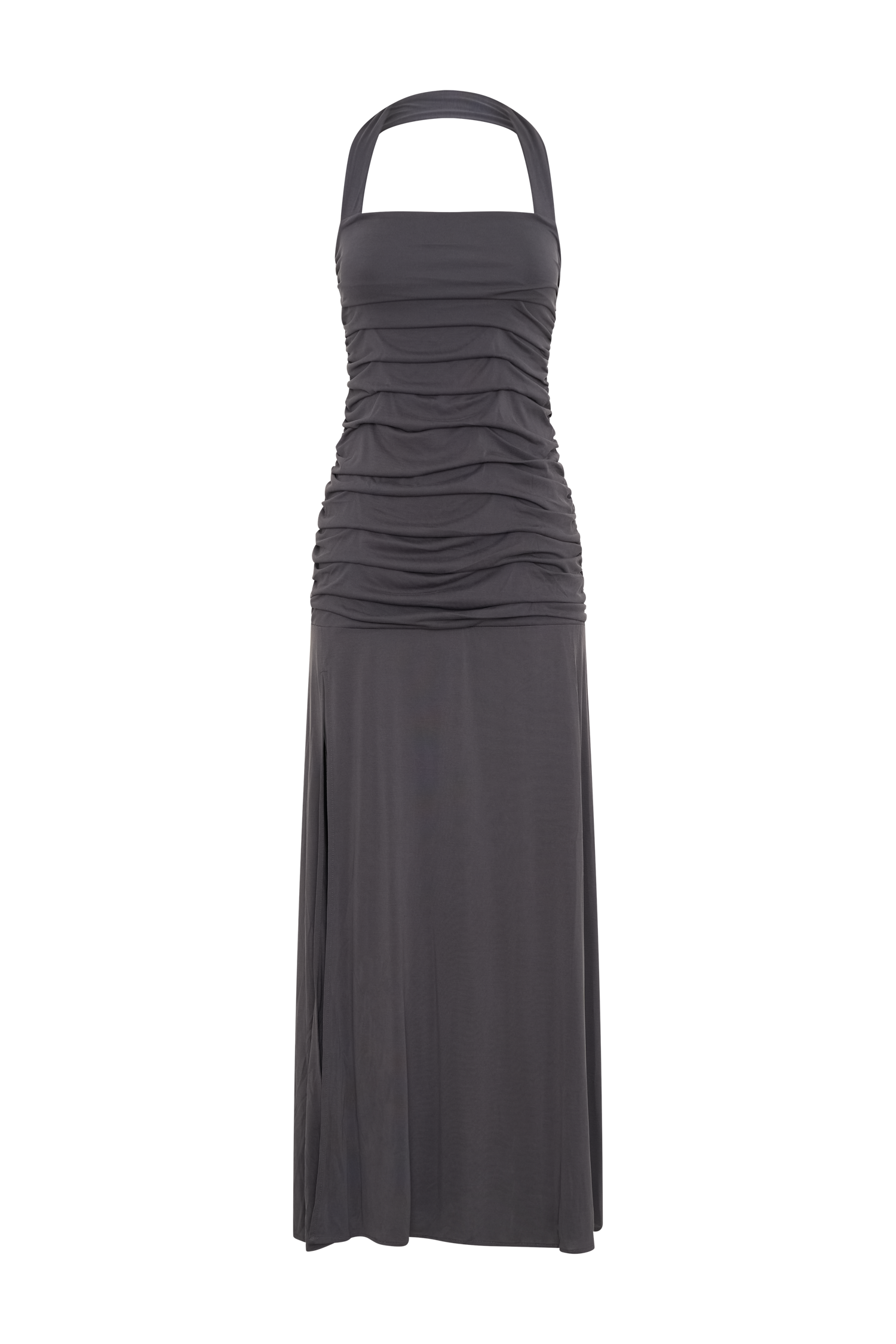 Bentley Peached Jersey Halter Maxi Dress - Charcoal、mySite、solidvoid