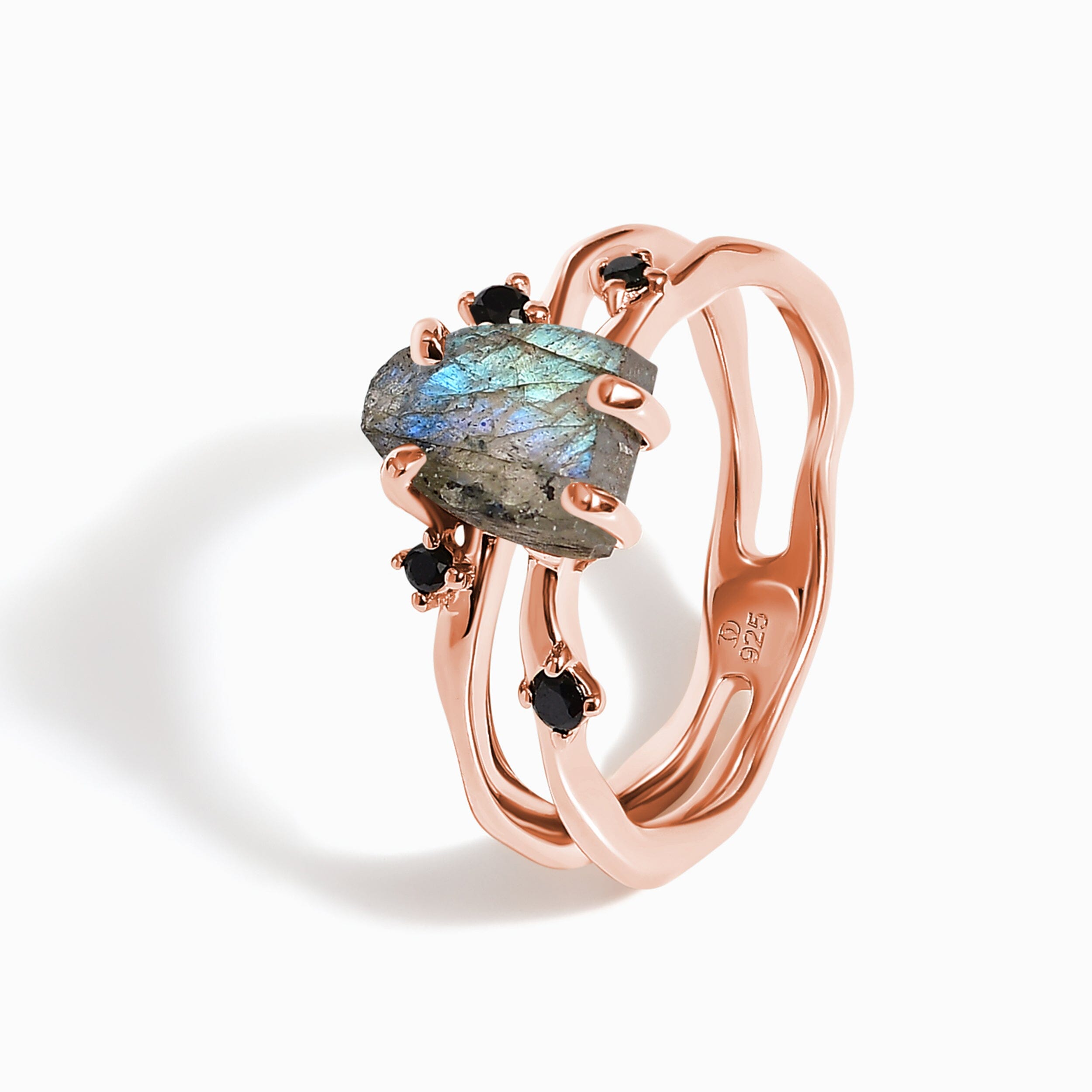 Labradorite Flow Ring & Black Onyx Stardust Band、mySite、hinf8tx79