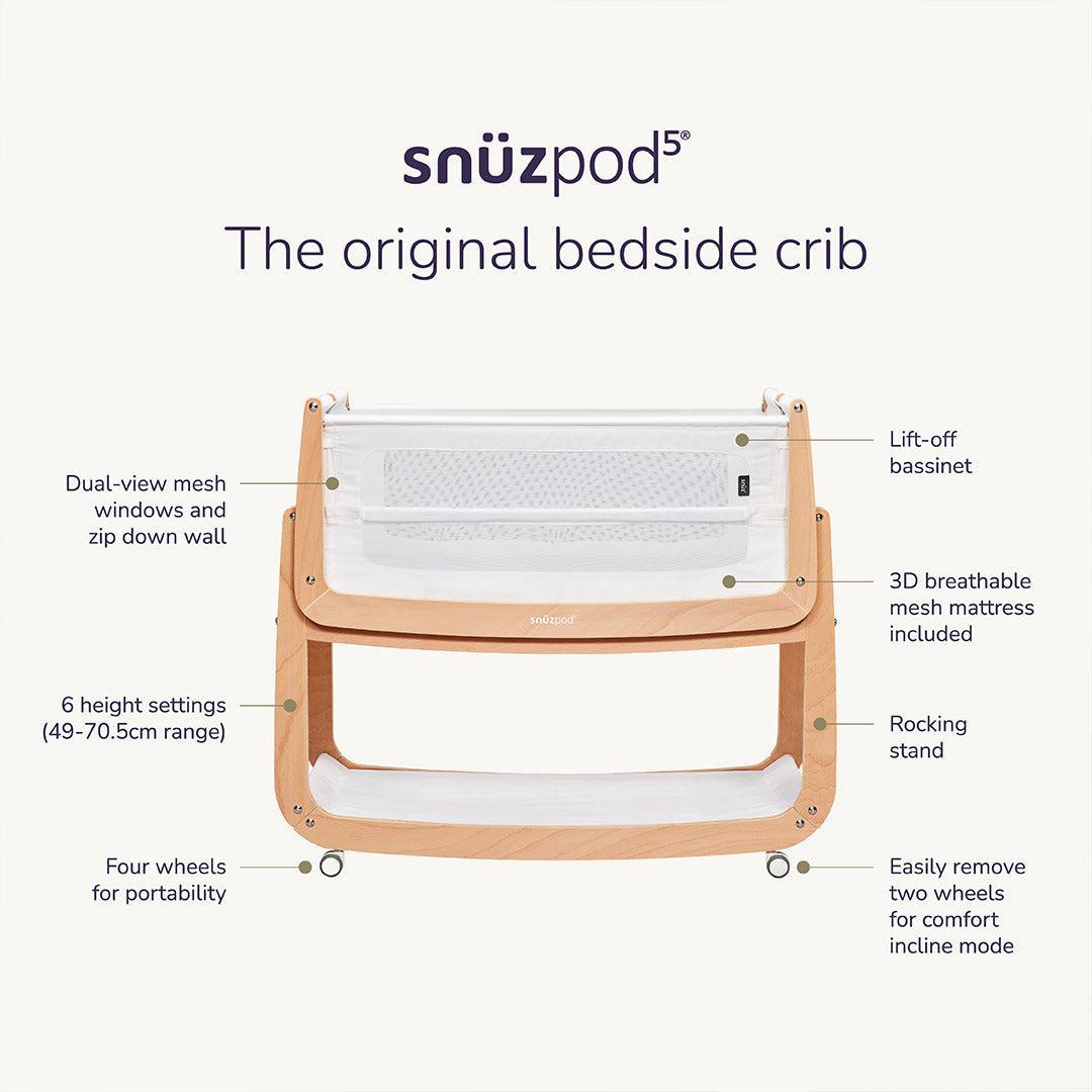 SnuzPod 5 Bedside Crib - Cashmere、mySite、merchandisen