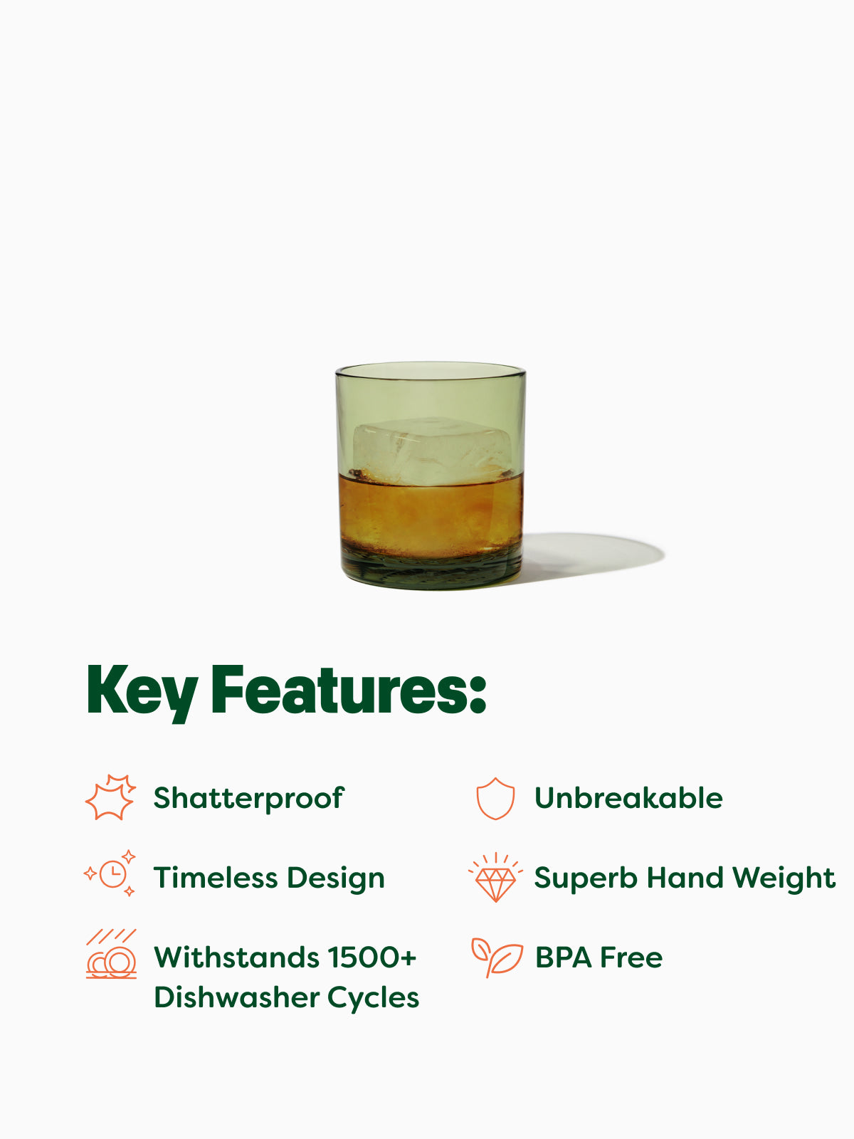 RESERVE 12oz Old Fashioned Color Series Tritan Copolyester Glass Moss - Bulk、mySite、camillekostekn