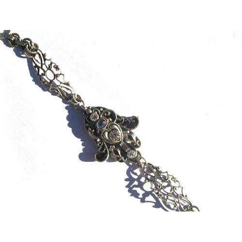 Michal Golan Black Enamel And Swarovski Crystal Hamsa Bracelet、mySite、topwebapps