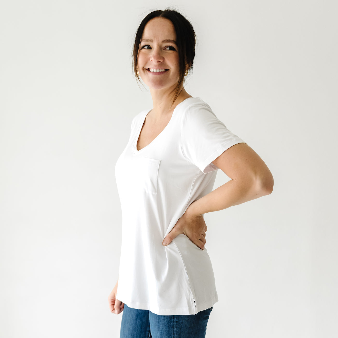 Bright White Women's Perfect Pocket Tee、mySite、g9winljtr