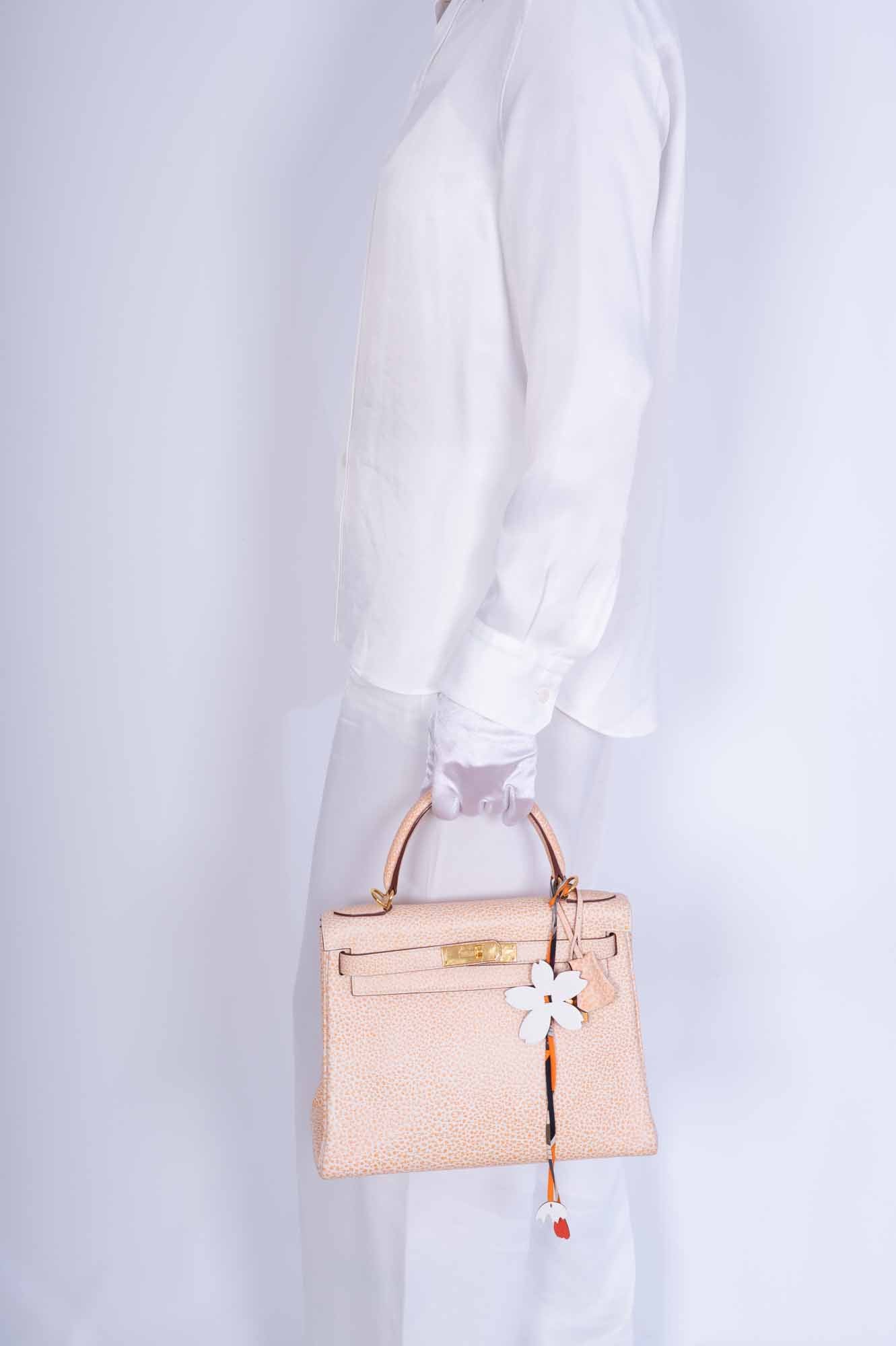 Hermès Kelly 28 Retourne Orange Dalmatian Buffalo Skipper Gold Hardware、mySite、garminoutage.com