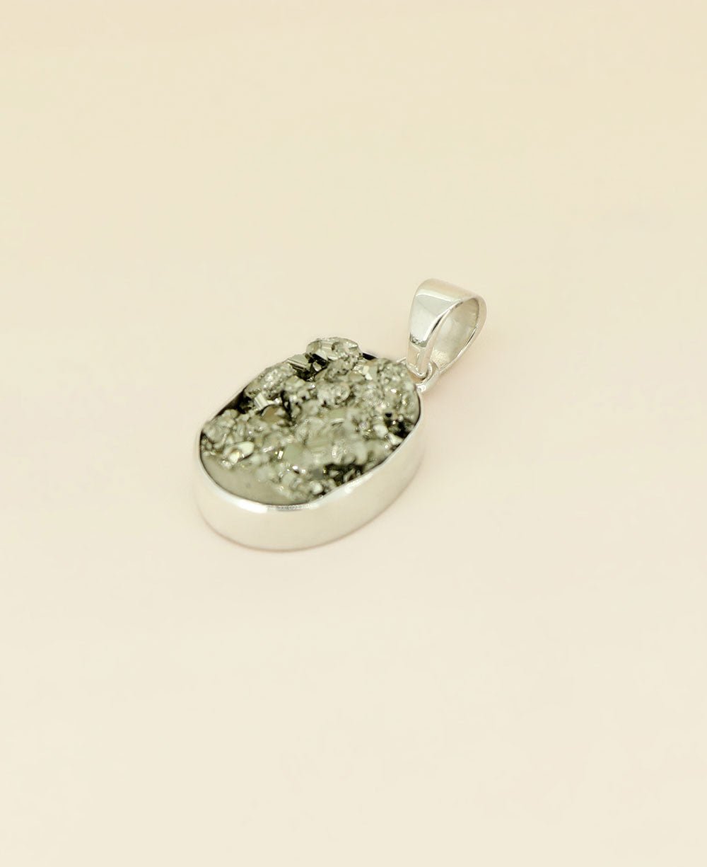 Sterling Silver Pyrite Cluster Gemstone Pendant、mySite、topwebapps