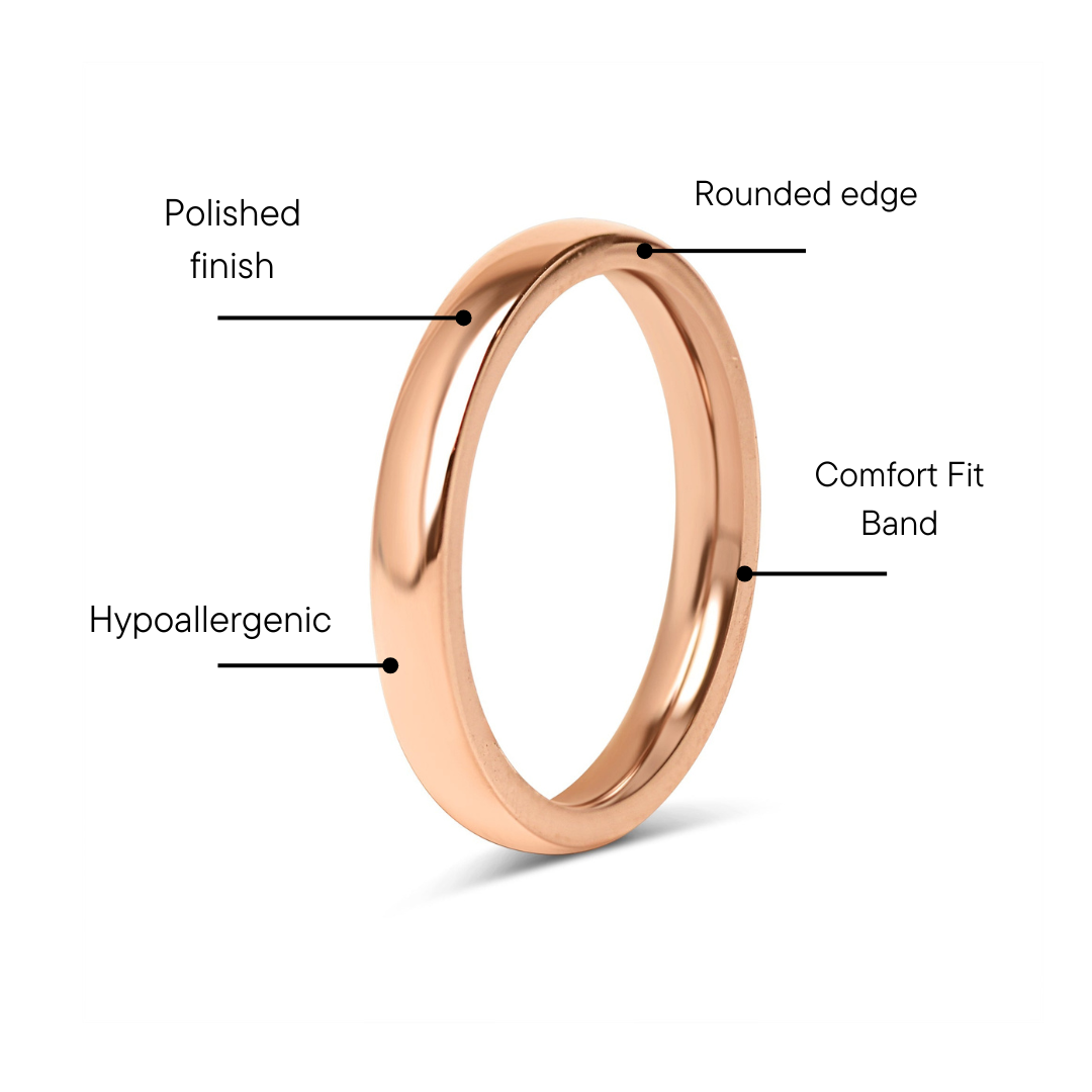 18K Rose Gold PVD Stainless Steel Rounded Blank Ring / CFR7008、mySite、dreamappss
