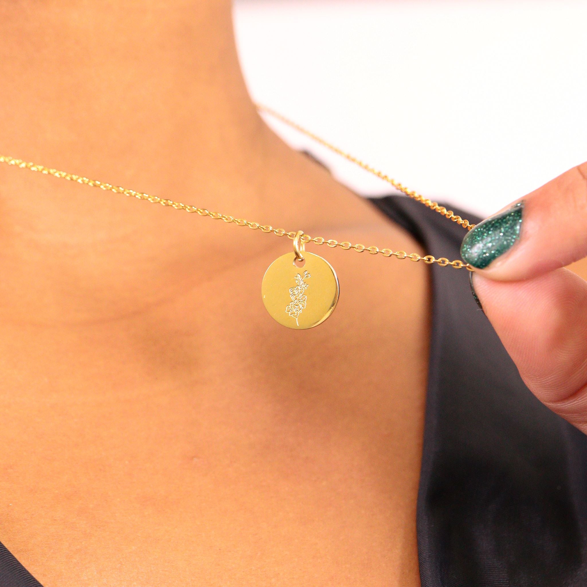 18K Gold PVD Stainless Steel Birth Flower Charm / PDL0217、mySite、dreamappss