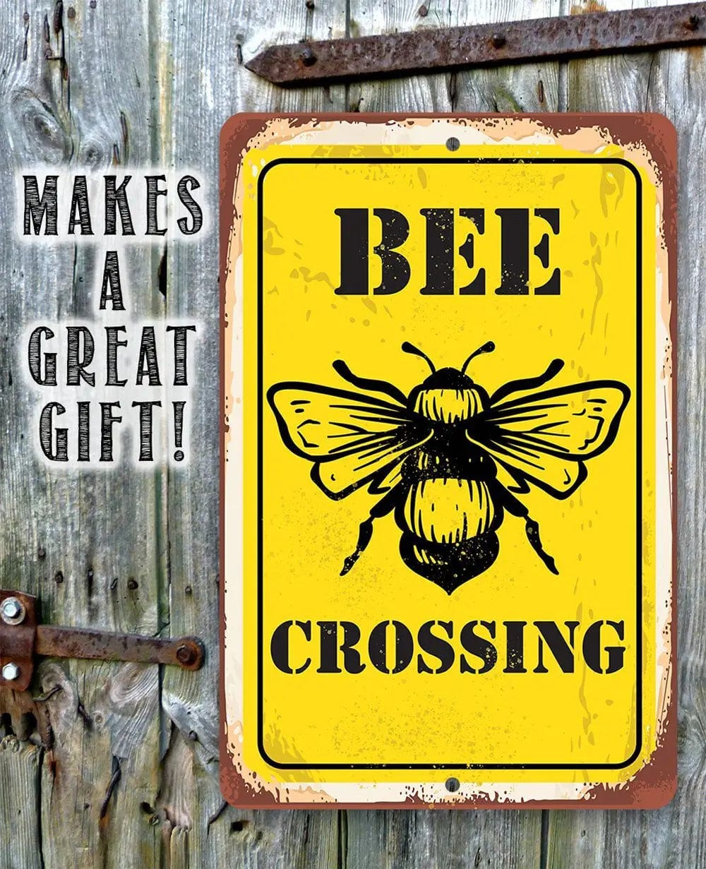 Bee Crossing - Metal Sign Handmade in the USA、mySite、g9winljtr