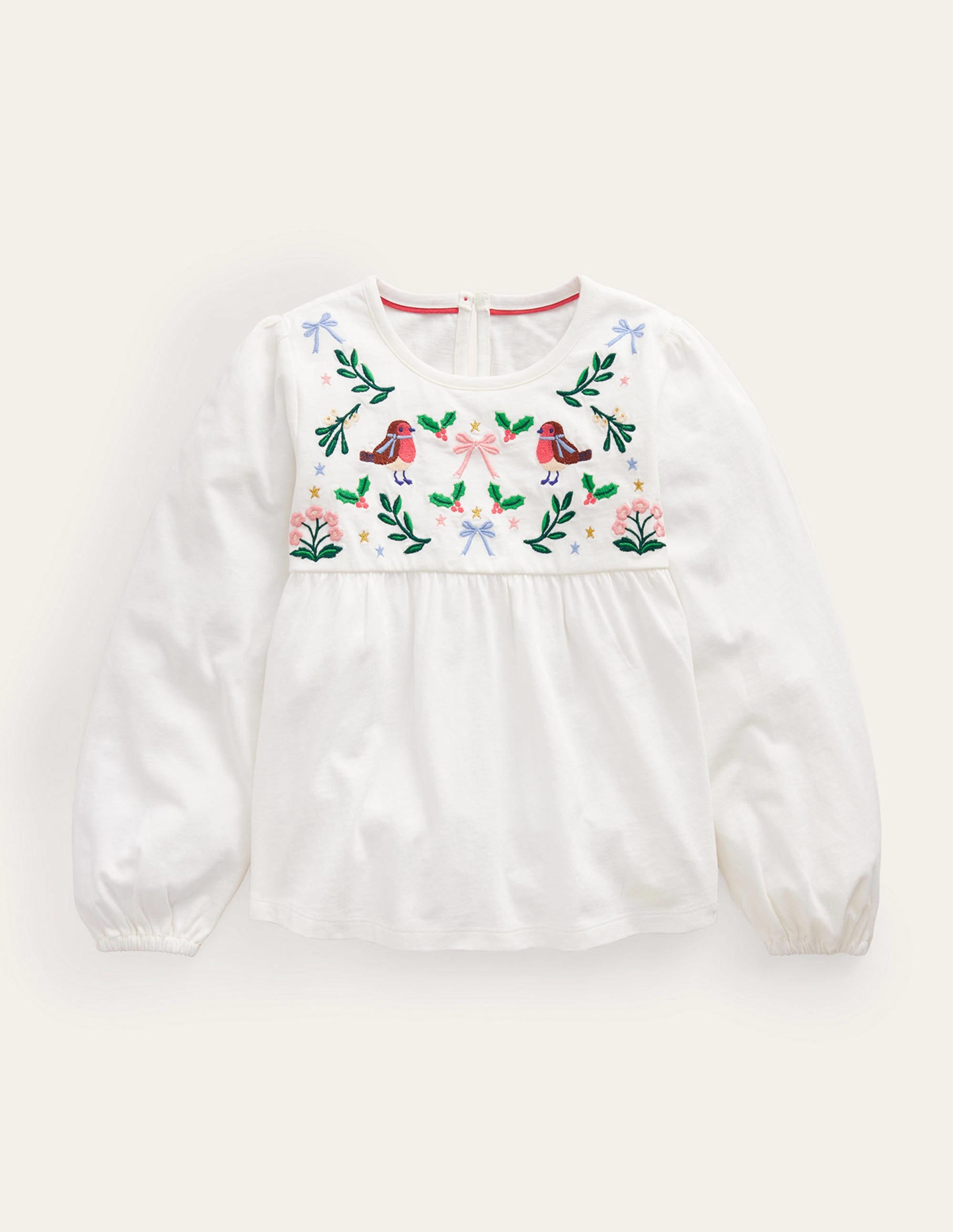  Embroidered Jersey Top-Ivory Festive、mySite、ashleygrahame