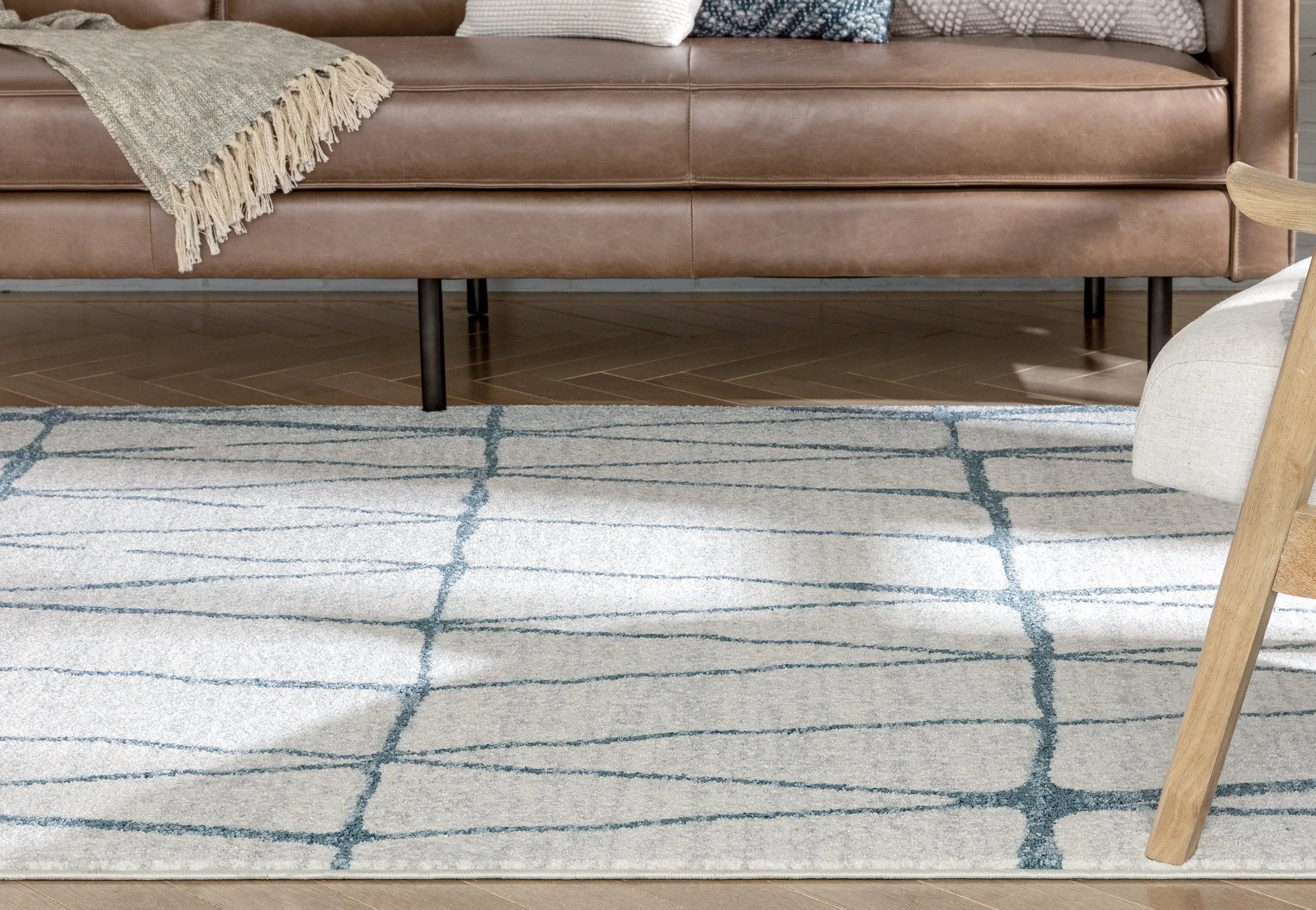 Crisscross Nordic Geometric Pattern Blue Ivory Rug、mySite、gigharbornorthrealestate