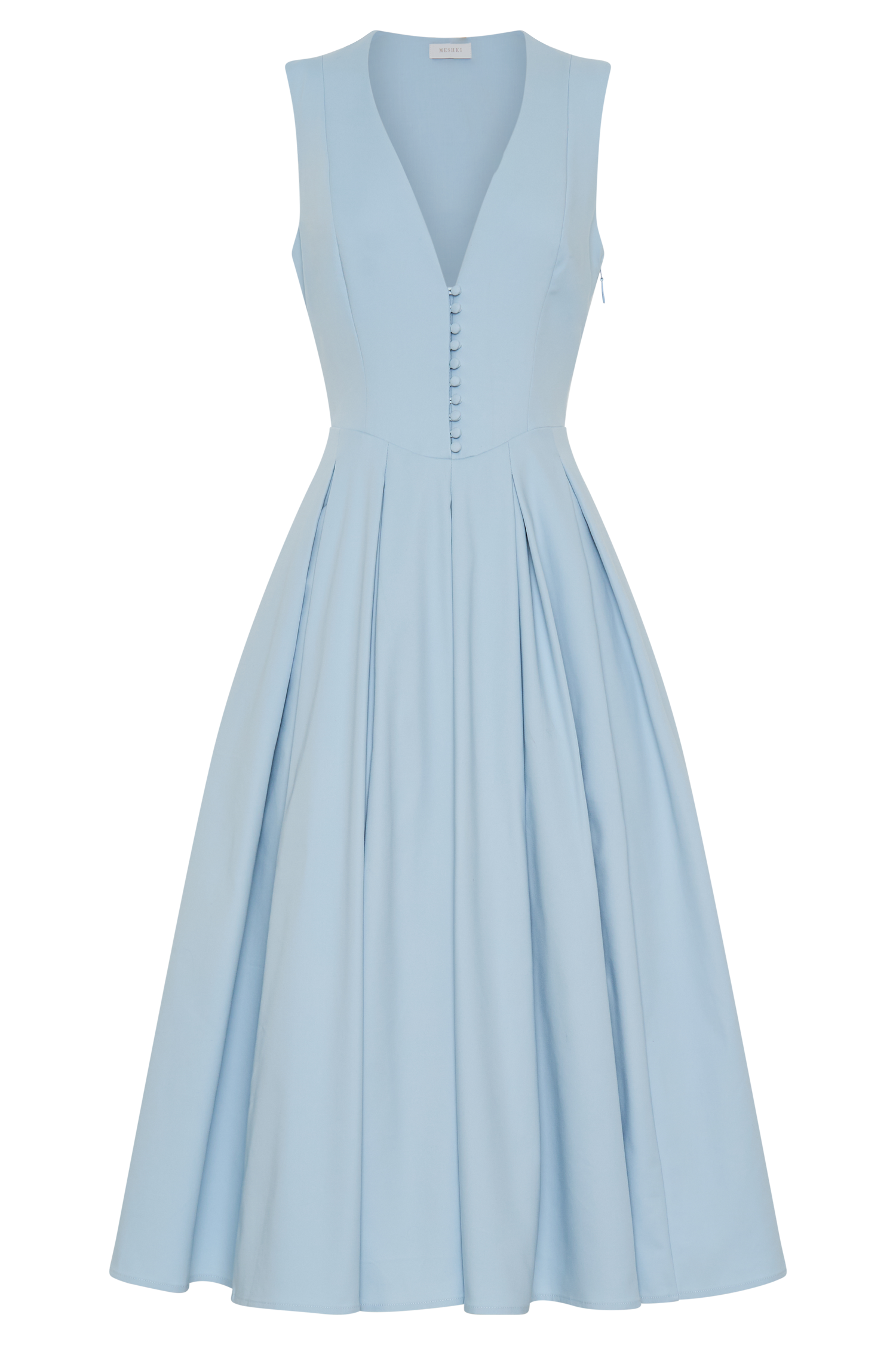 Keely Cotton Sleeveless Midi Dress - Sky Blue、mySite、solidvoid