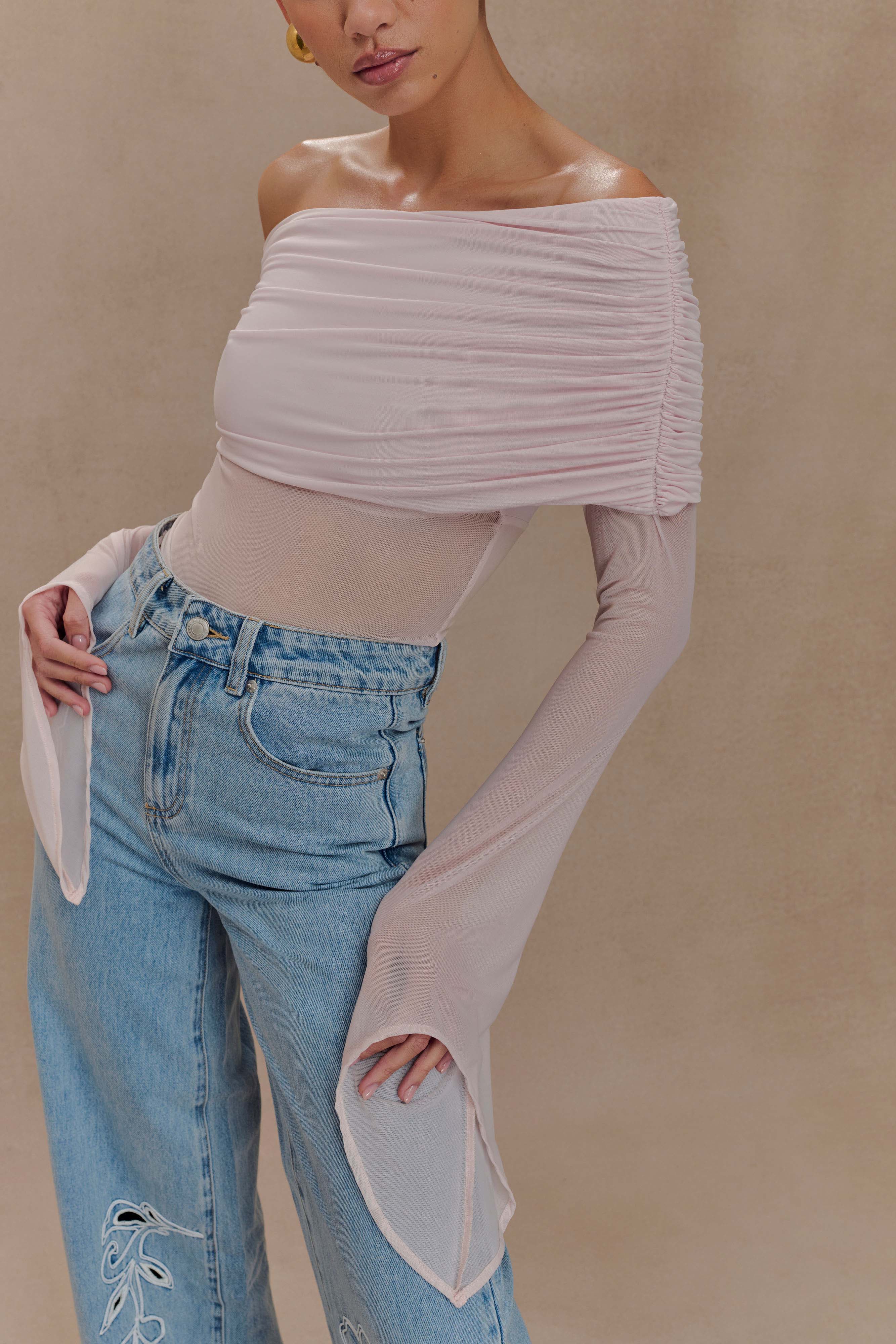 Dahlia One Shoulder Top - Pale Pink、mySite、solidvoid